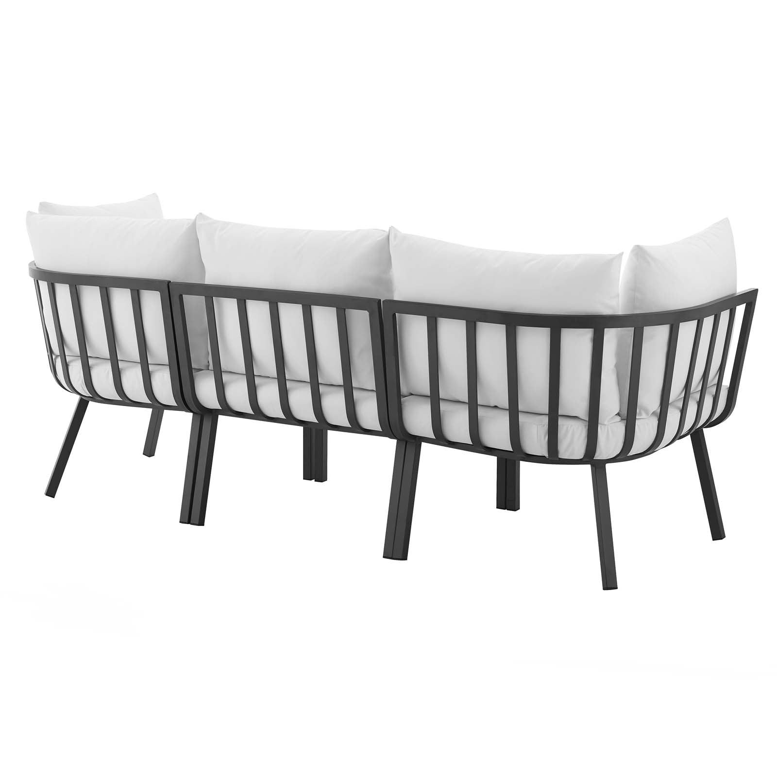 Modway Outdoor Conversation Sets - Riverside 3 Piece Outdoor Patio Aluminum Sectional Sofa Set Gray White