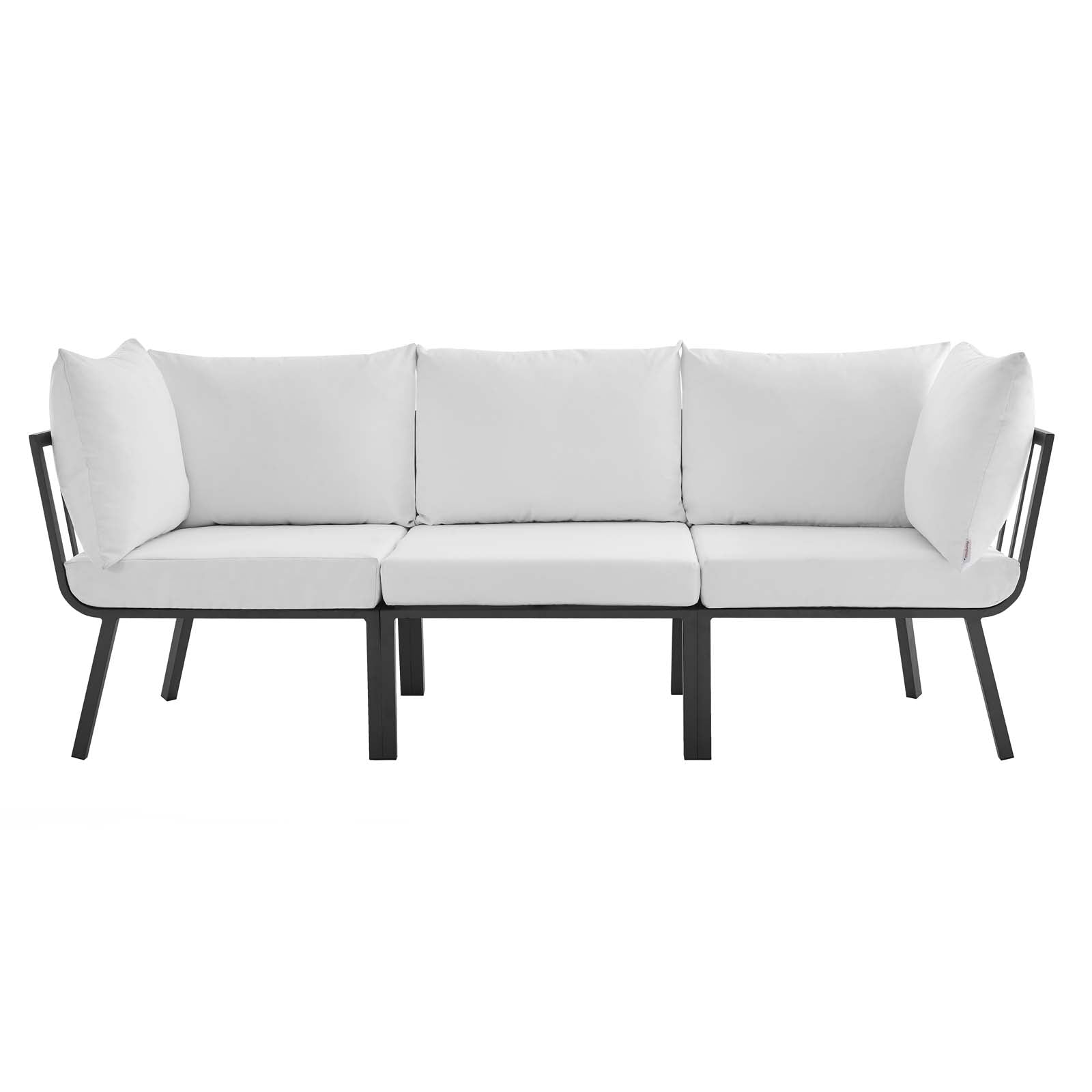 Riverside 3 Piece Outdoor Patio Aluminum Sectional Sofa Set Gray White