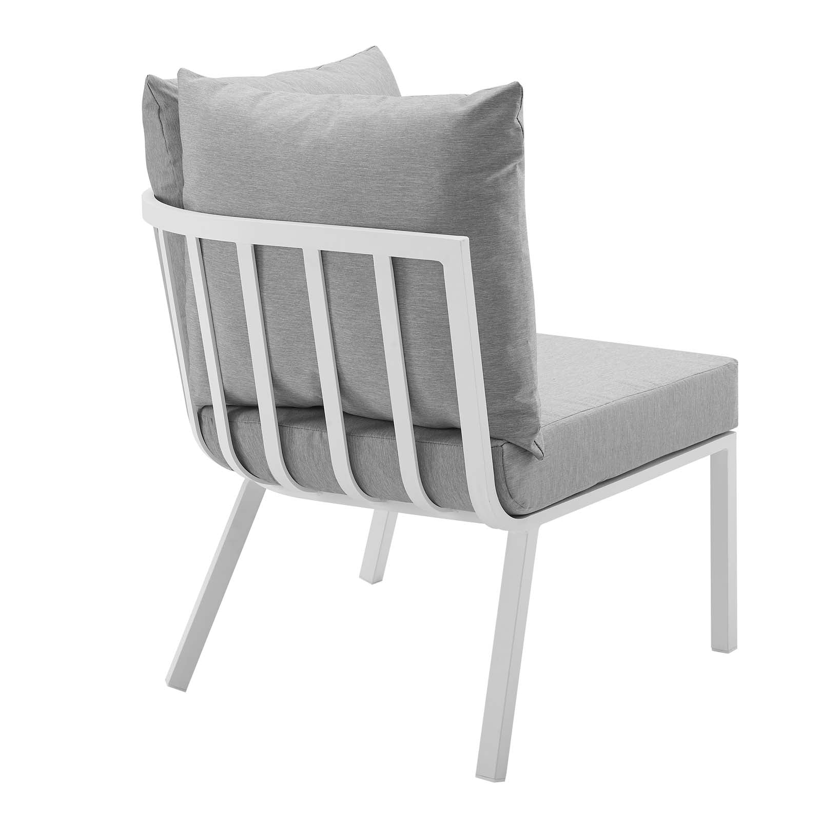 Modway Outdoor Conversation Sets - Riverside 3 Piece Outdoor Patio Aluminum Sectional Sofa Set White Gray