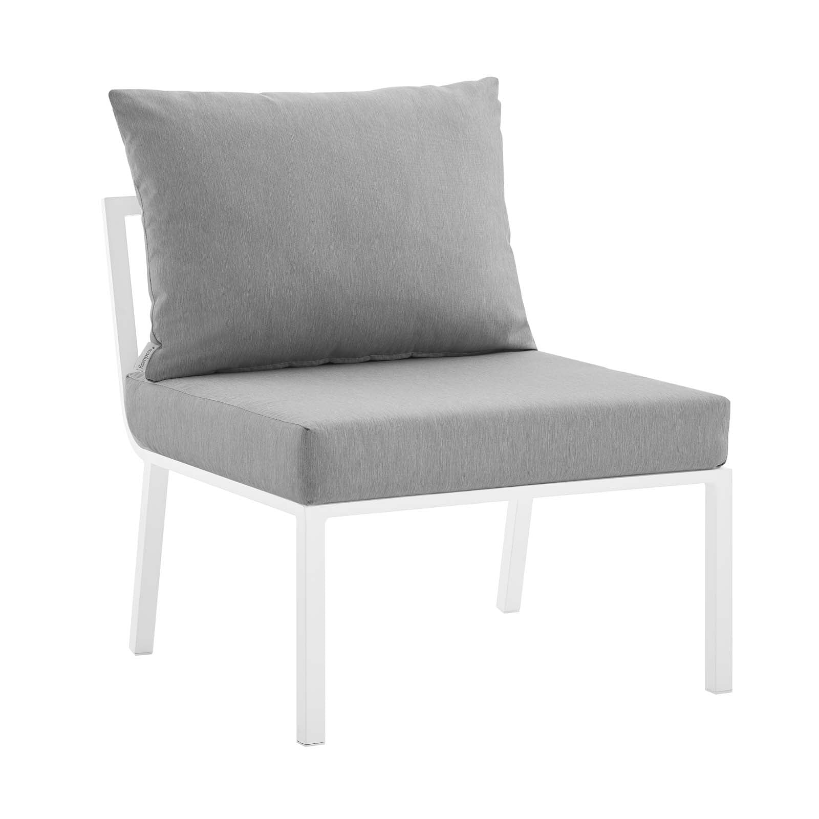 Modway Outdoor Conversation Sets - Riverside 3 Piece Outdoor Patio Aluminum Sectional Sofa Set White Gray