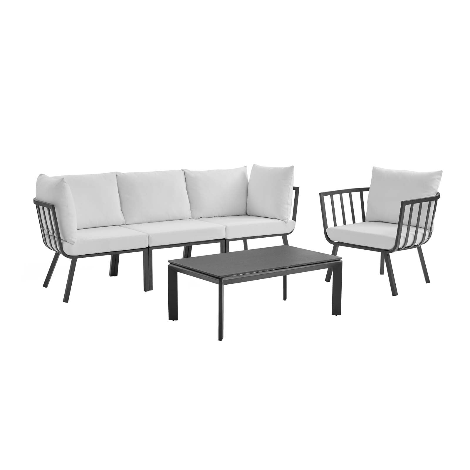 Modway Outdoor Conversation Sets - Riverside 5 Piece Outdoor Conversation Set Gray White