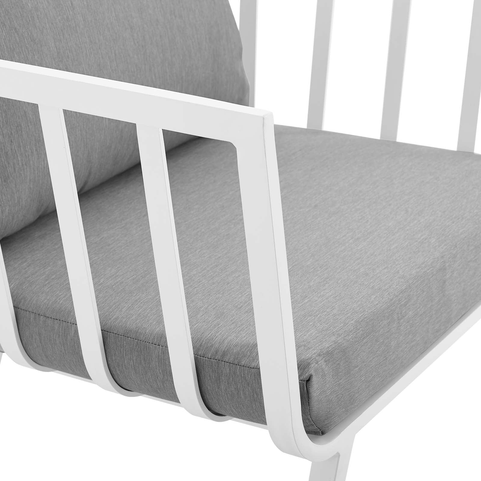 Modway Outdoor Conversation Sets - Riverside 5 Piece Outdoor 116" W Patio Aluminum Set White Gray