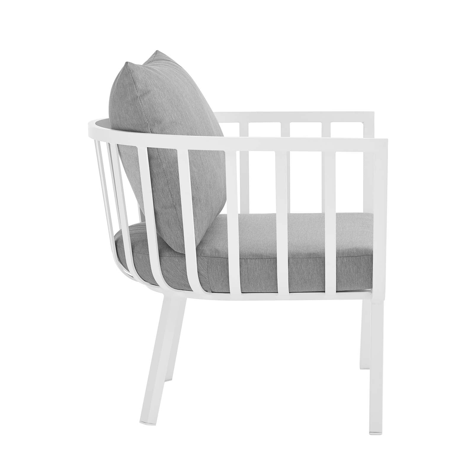 Modway Outdoor Conversation Sets - Riverside 5 Piece Outdoor 116" W Patio Aluminum Set White Gray