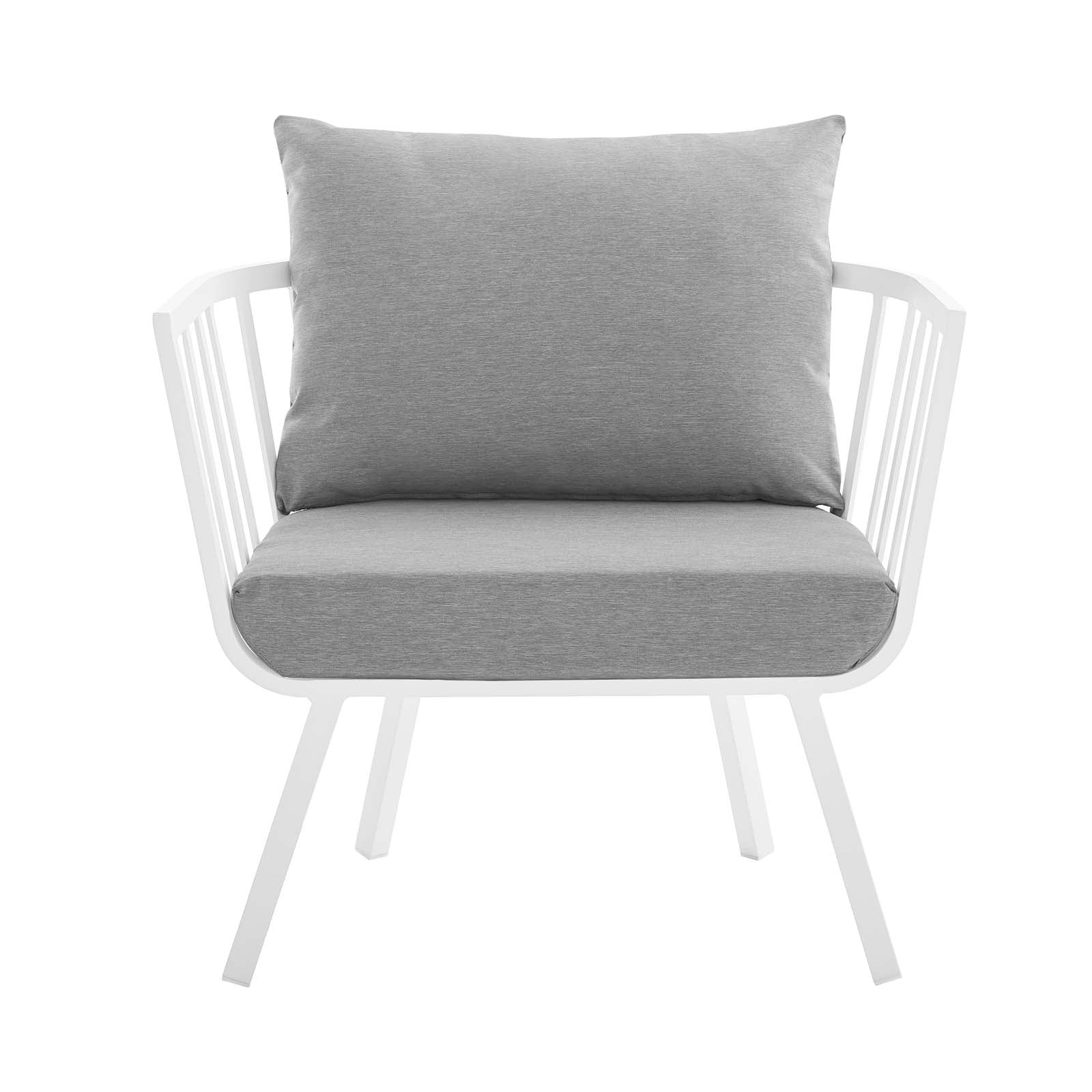 Modway Outdoor Conversation Sets - Riverside 5 Piece Outdoor 116" W Patio Aluminum Set White Gray