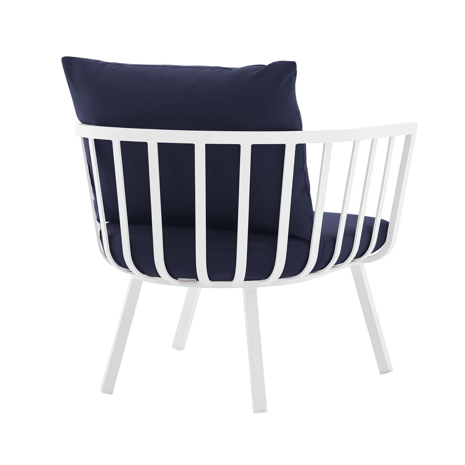 Modway Outdoor Conversation Sets - Riverside 5 Piece Outdoor Patio Aluminum Set White Navy