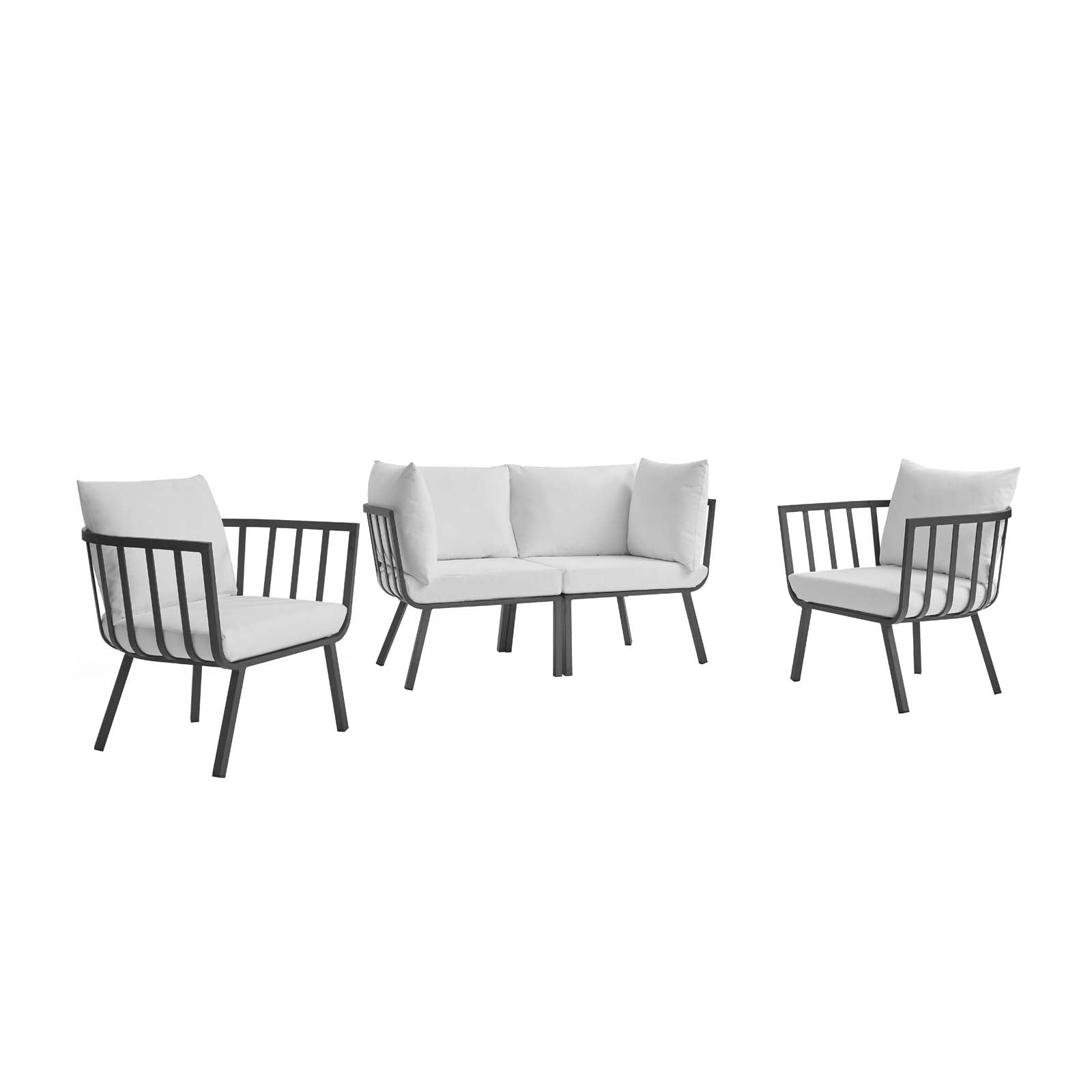 Modway Outdoor Conversation Sets - Riverside 4 Piece Outdoor Patio Aluminum Set Gray White
