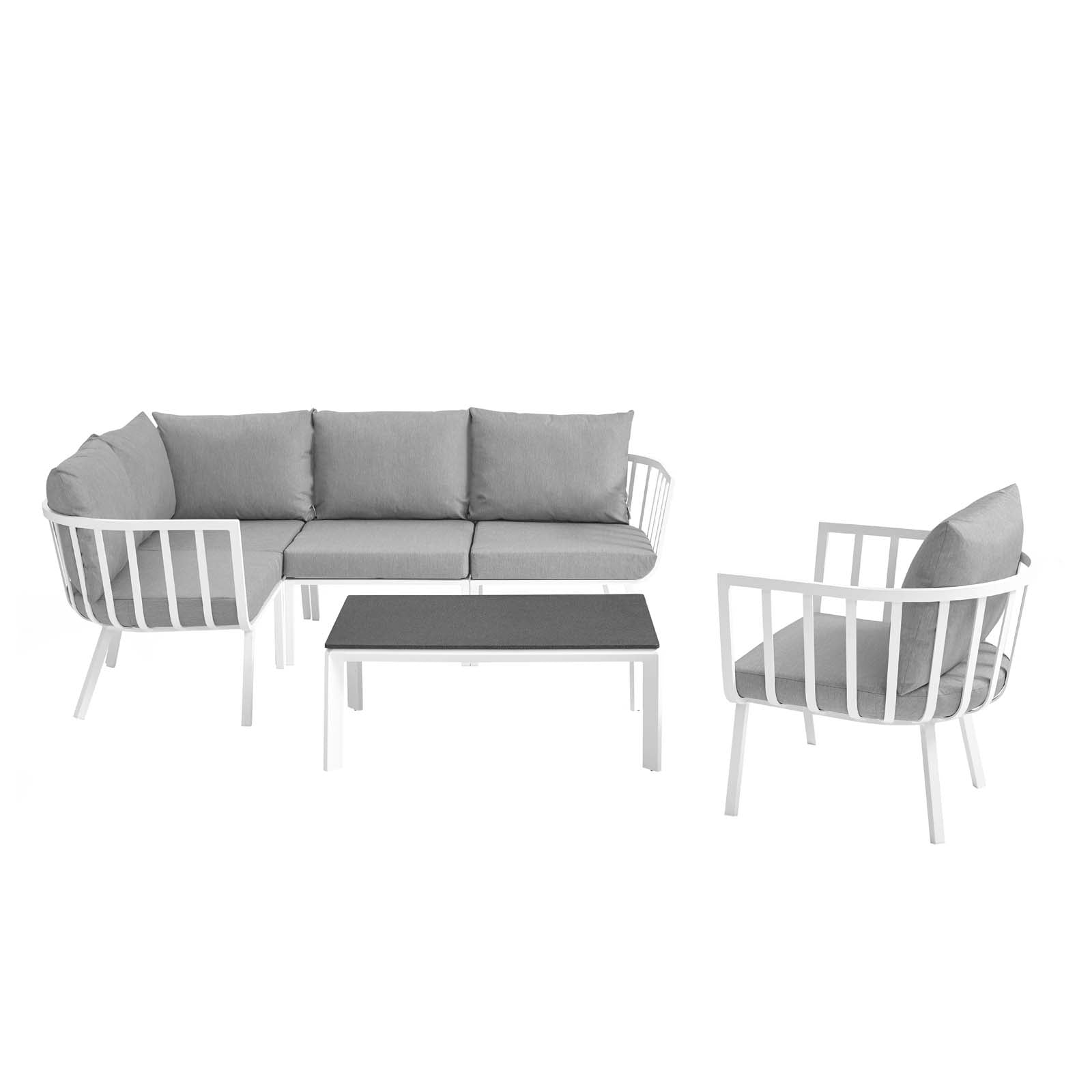 Modway Outdoor Conversation Sets - Riverside 6 Piece Outdoor Patio Set White Gray