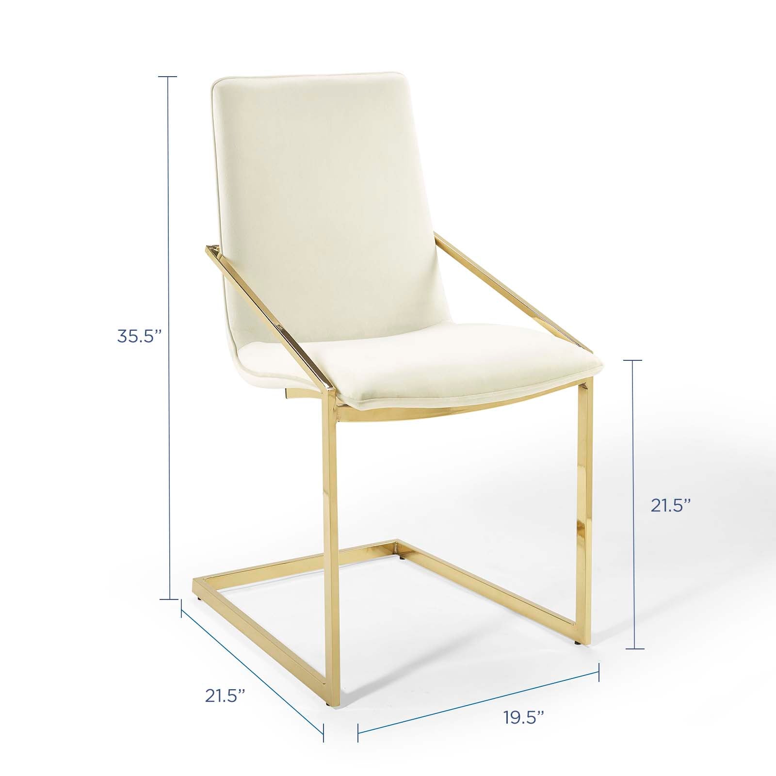 Modway Dining Chairs - Pitch Performance Velvet Dining Armchair Gold Ivory
