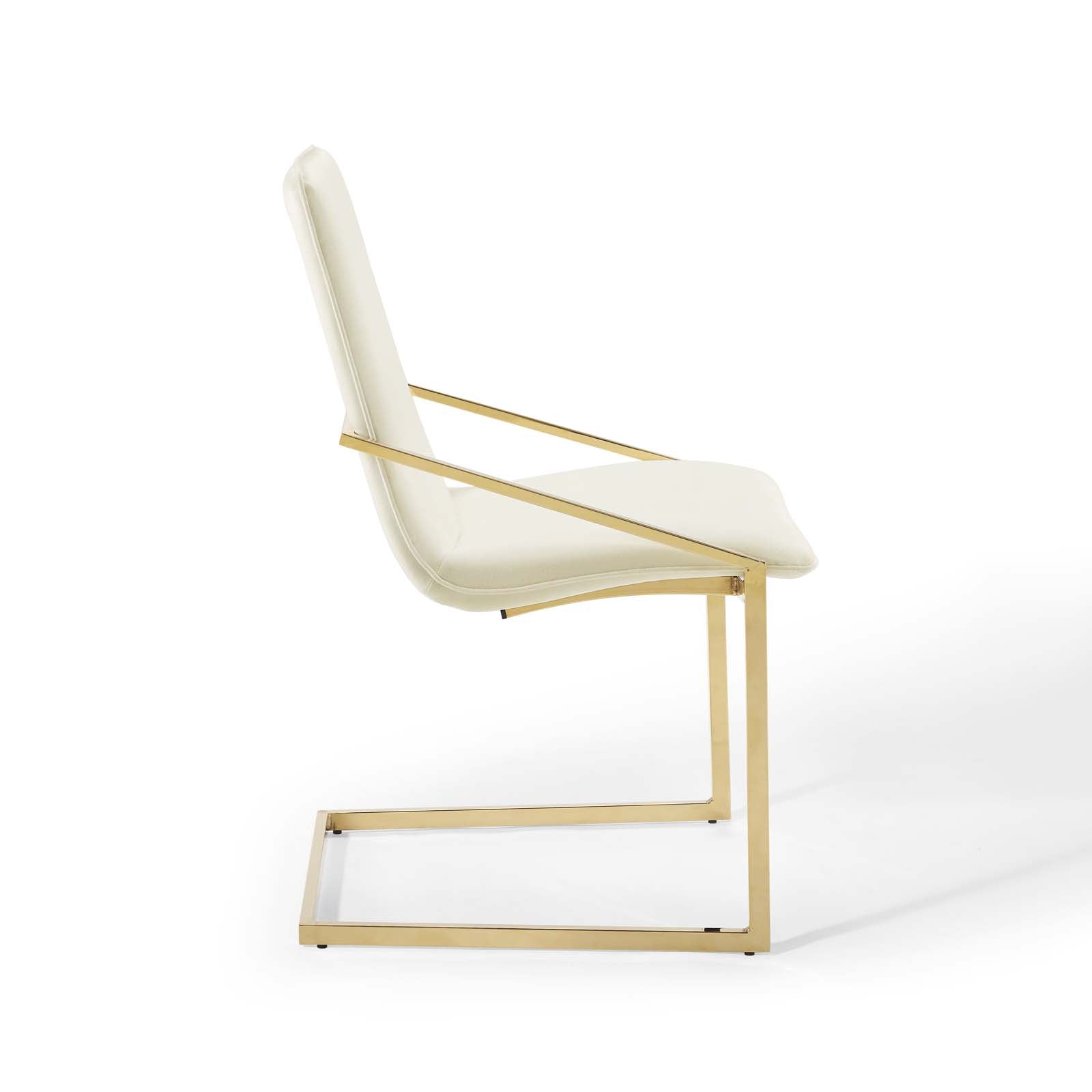 Modway Dining Chairs - Pitch Performance Velvet Dining Armchair Gold Ivory