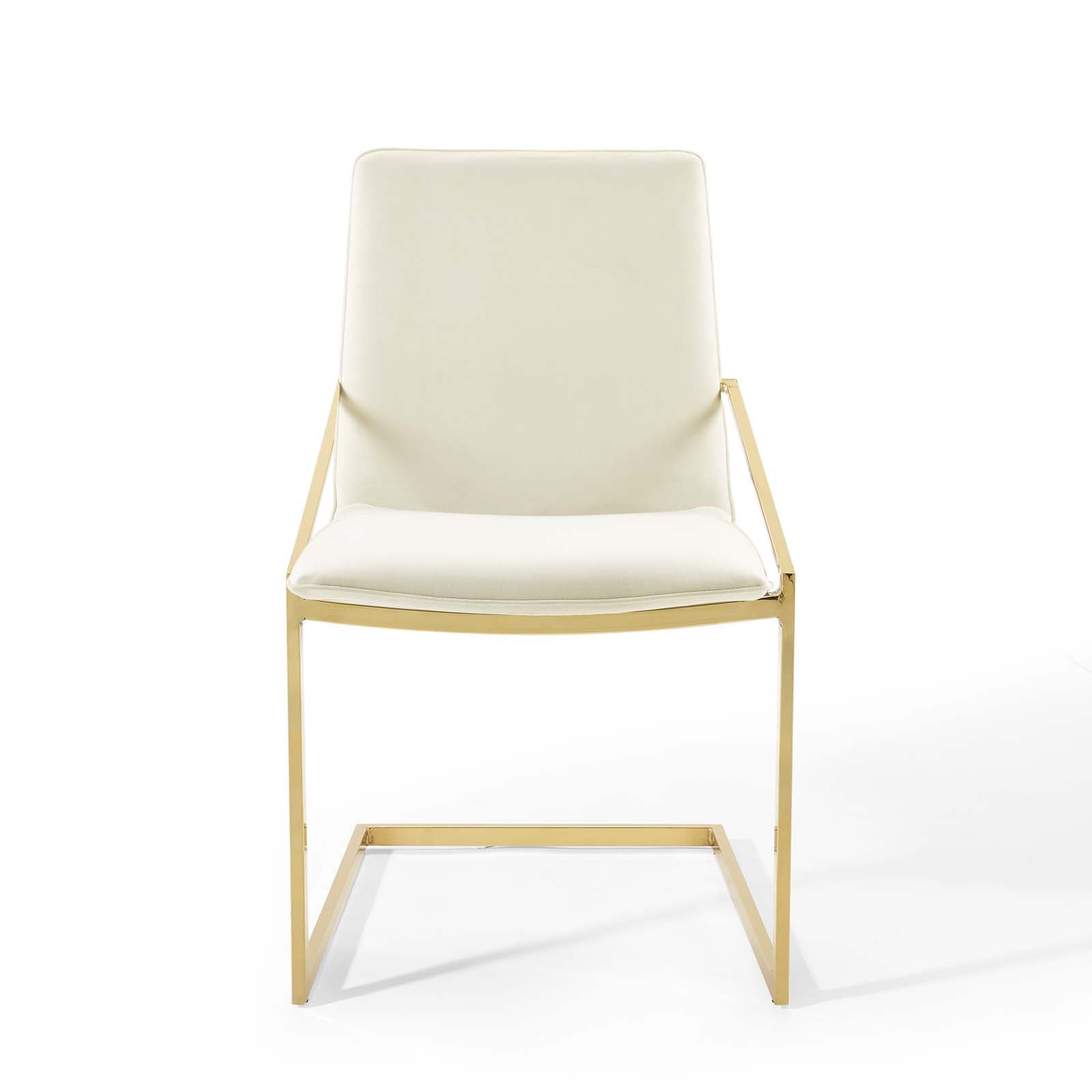 Modway Dining Chairs - Pitch Performance Velvet Dining Armchair Gold Ivory
