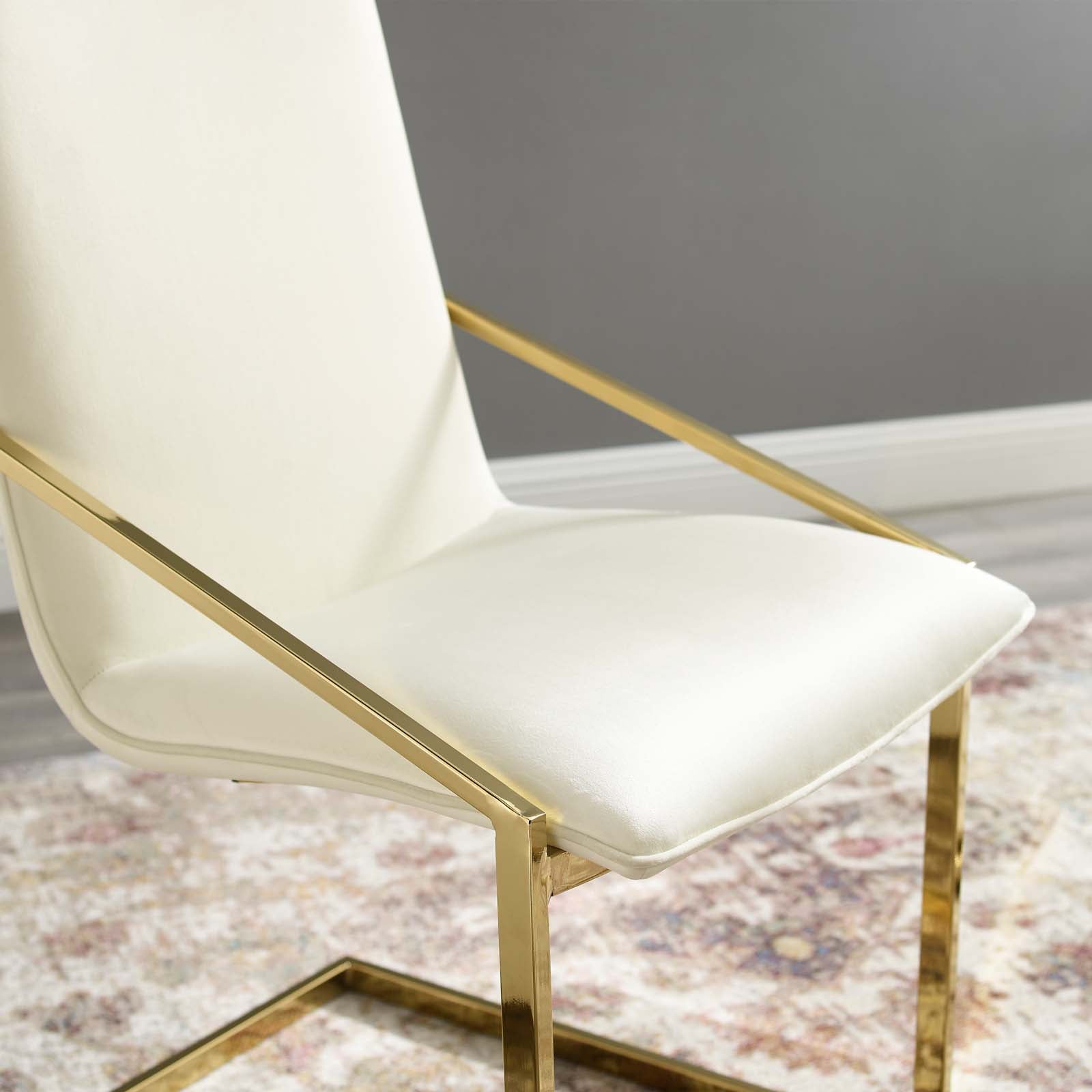 Modway Dining Chairs - Pitch Performance Velvet Dining Armchair Gold Ivory