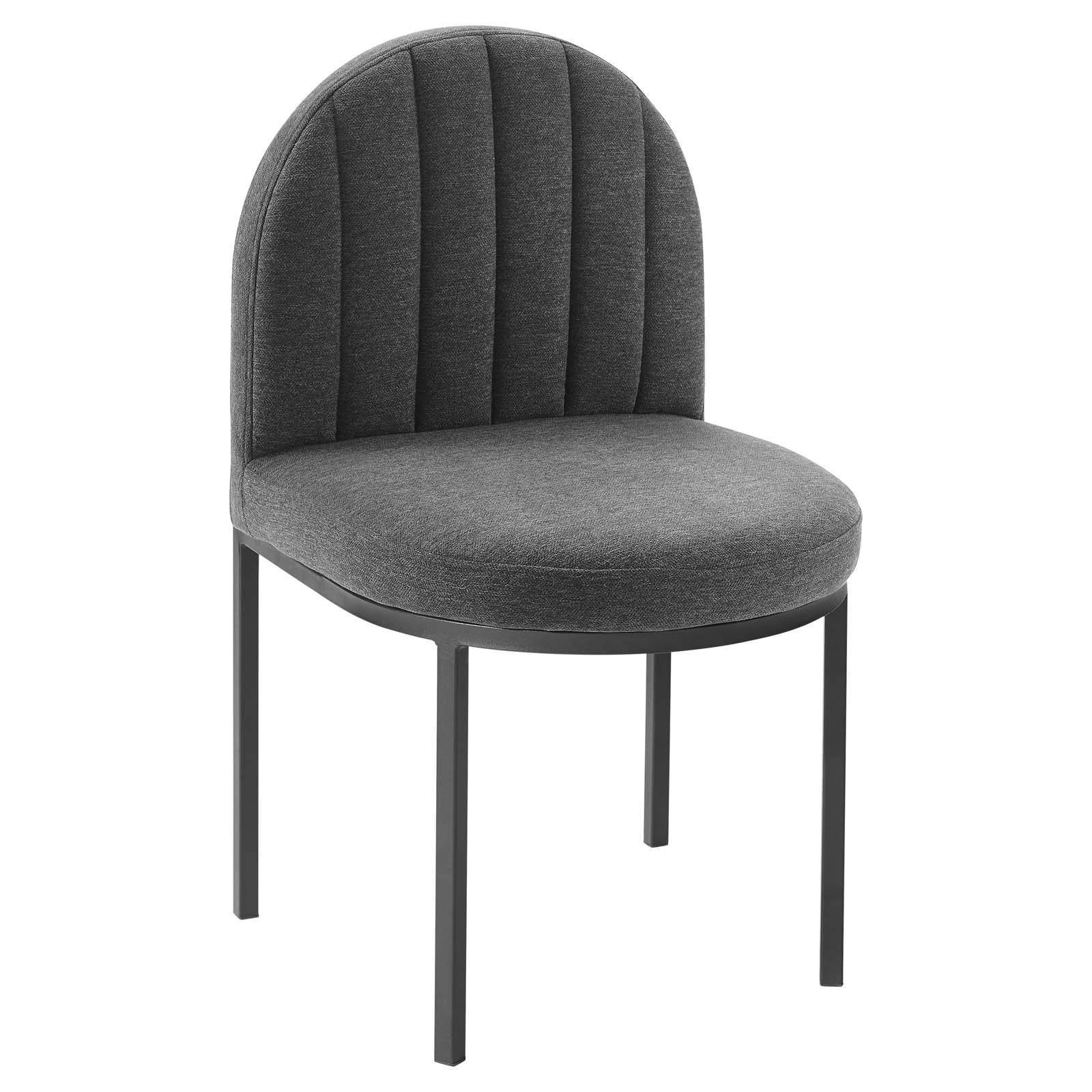 Modway Dining Chairs - Isla Channel Tufted Upholstered Fabric Dining Side Chair Black Charcoal