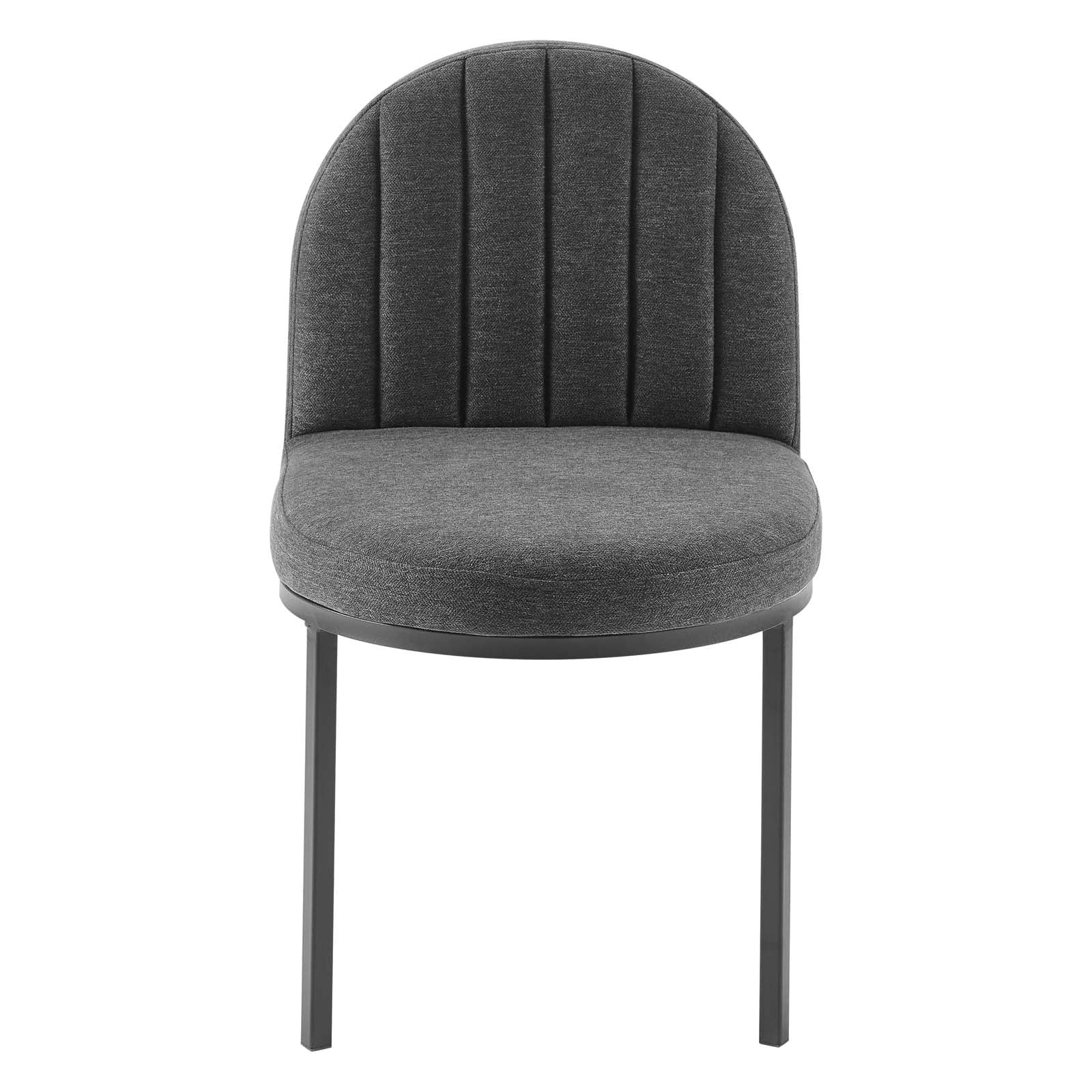 Modway Dining Chairs - Isla Channel Tufted Upholstered Fabric Dining Side Chair Black Charcoal