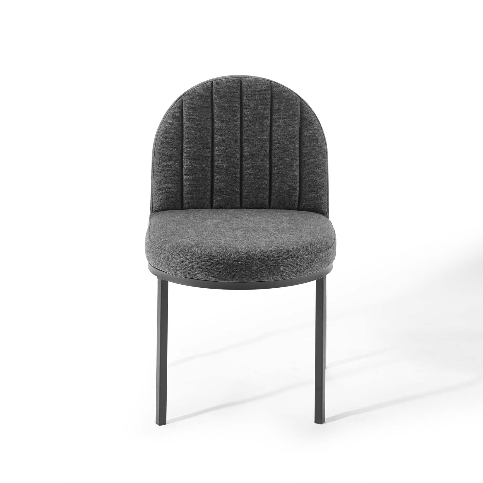 Modway Dining Chairs - Isla Channel Tufted Upholstered Fabric Dining Side Chair Black Charcoal
