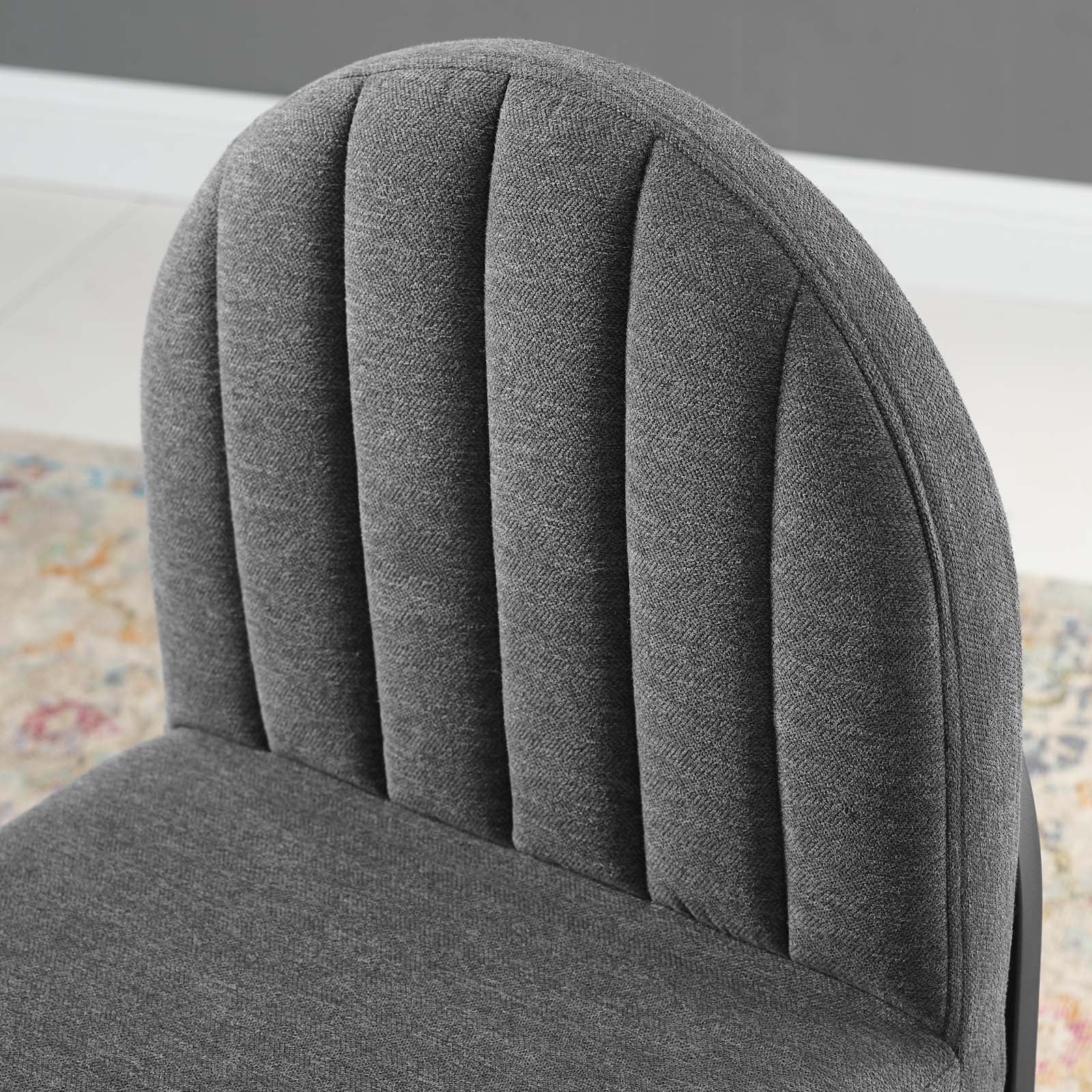 Modway Dining Chairs - Isla Channel Tufted Upholstered Fabric Dining Side Chair Black Charcoal