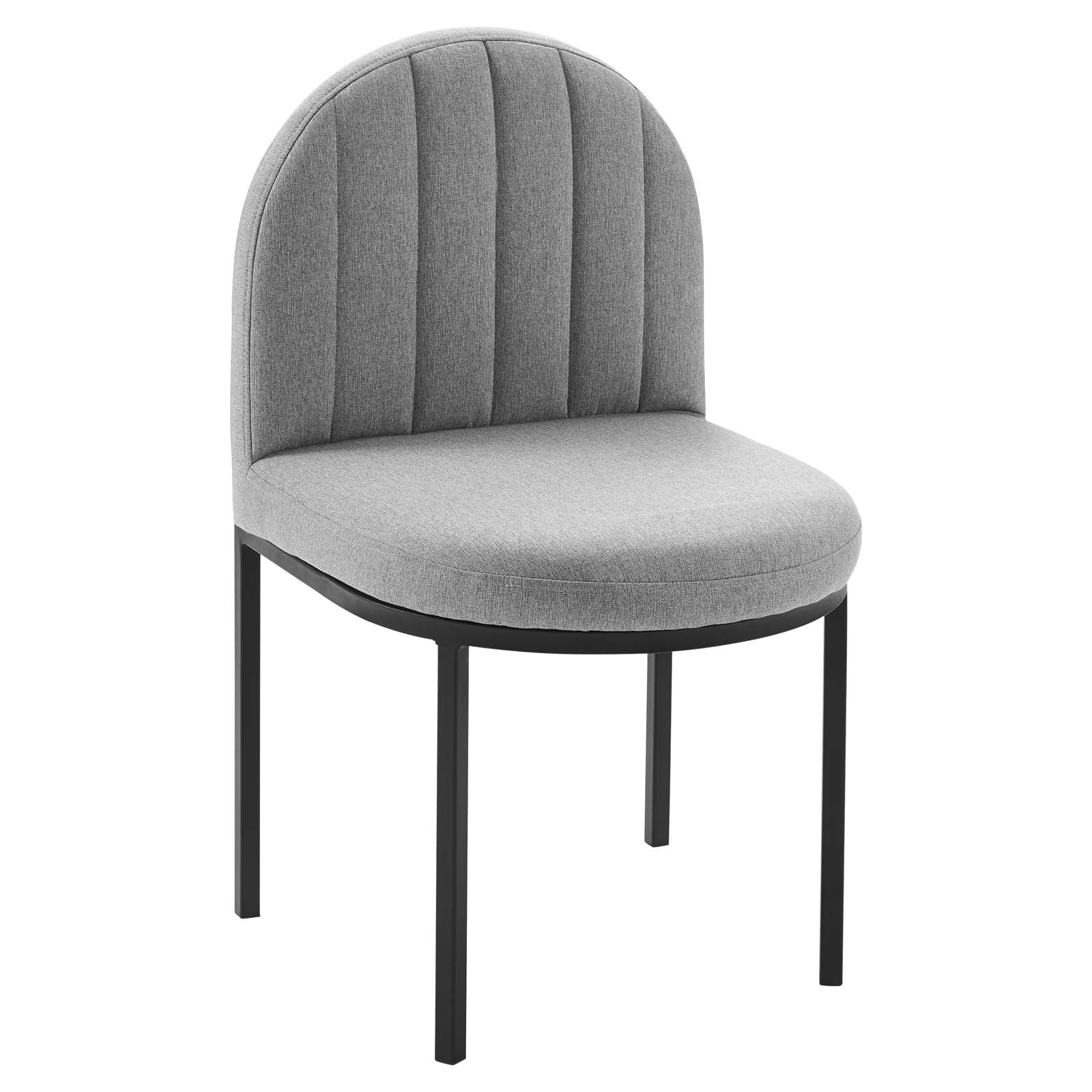 Modway Dining Chairs - Isla Channel Tufted Upholstered Fabric Dining Side Chair Black Light Gray