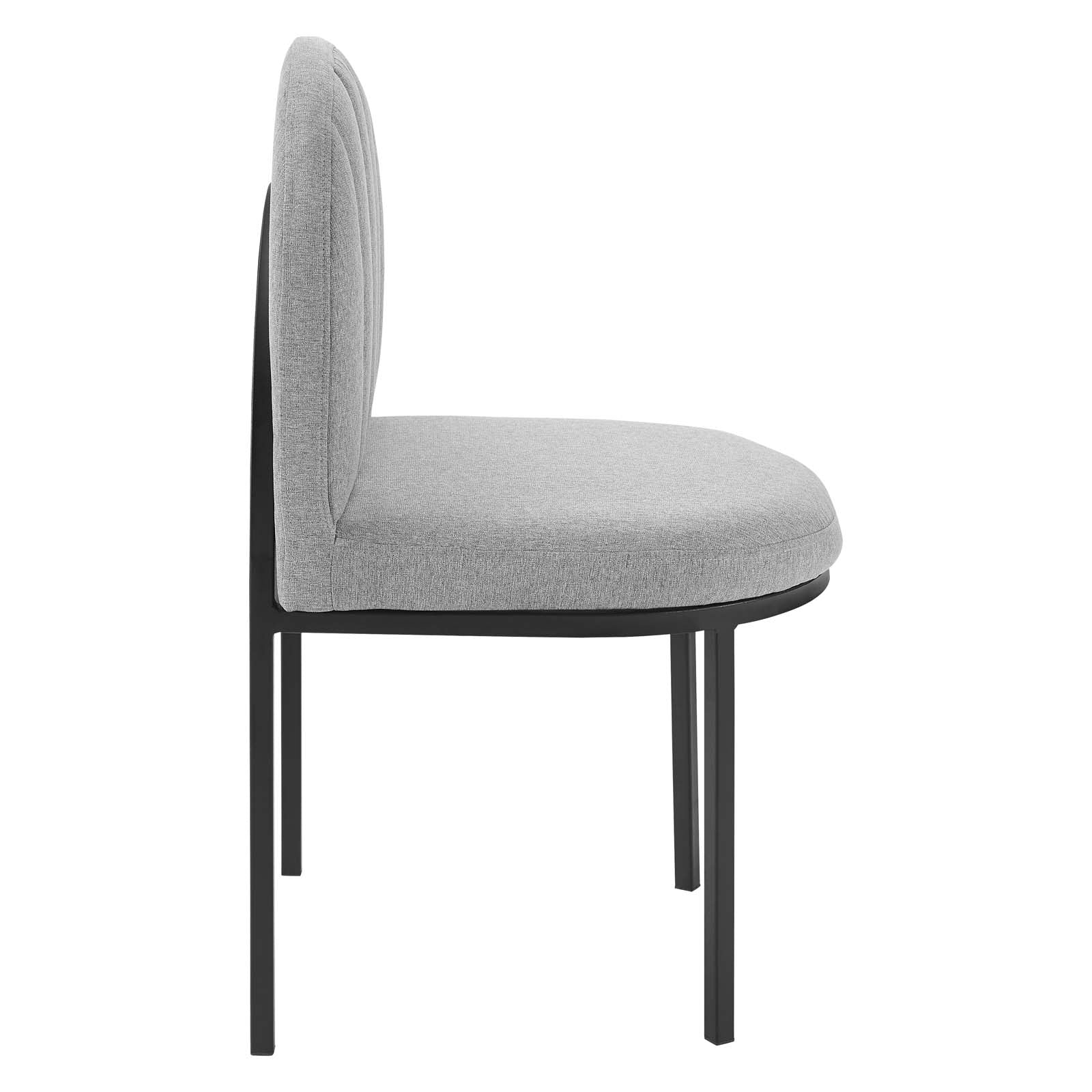 Modway Dining Chairs - Isla Channel Tufted Upholstered Fabric Dining Side Chair Black Light Gray