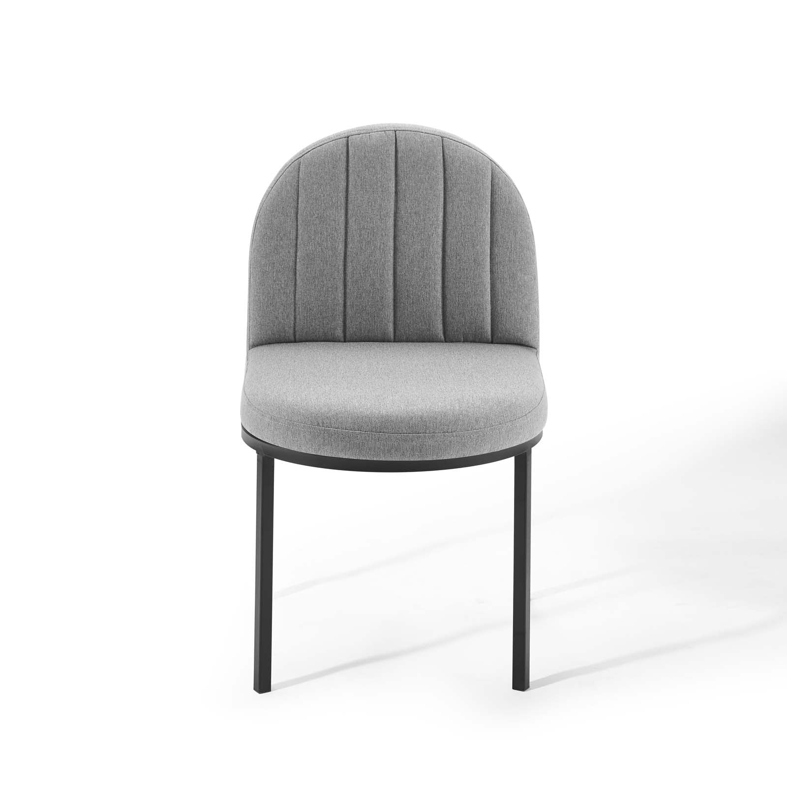 Modway Dining Chairs - Isla Channel Tufted Upholstered Fabric Dining Side Chair Black Light Gray