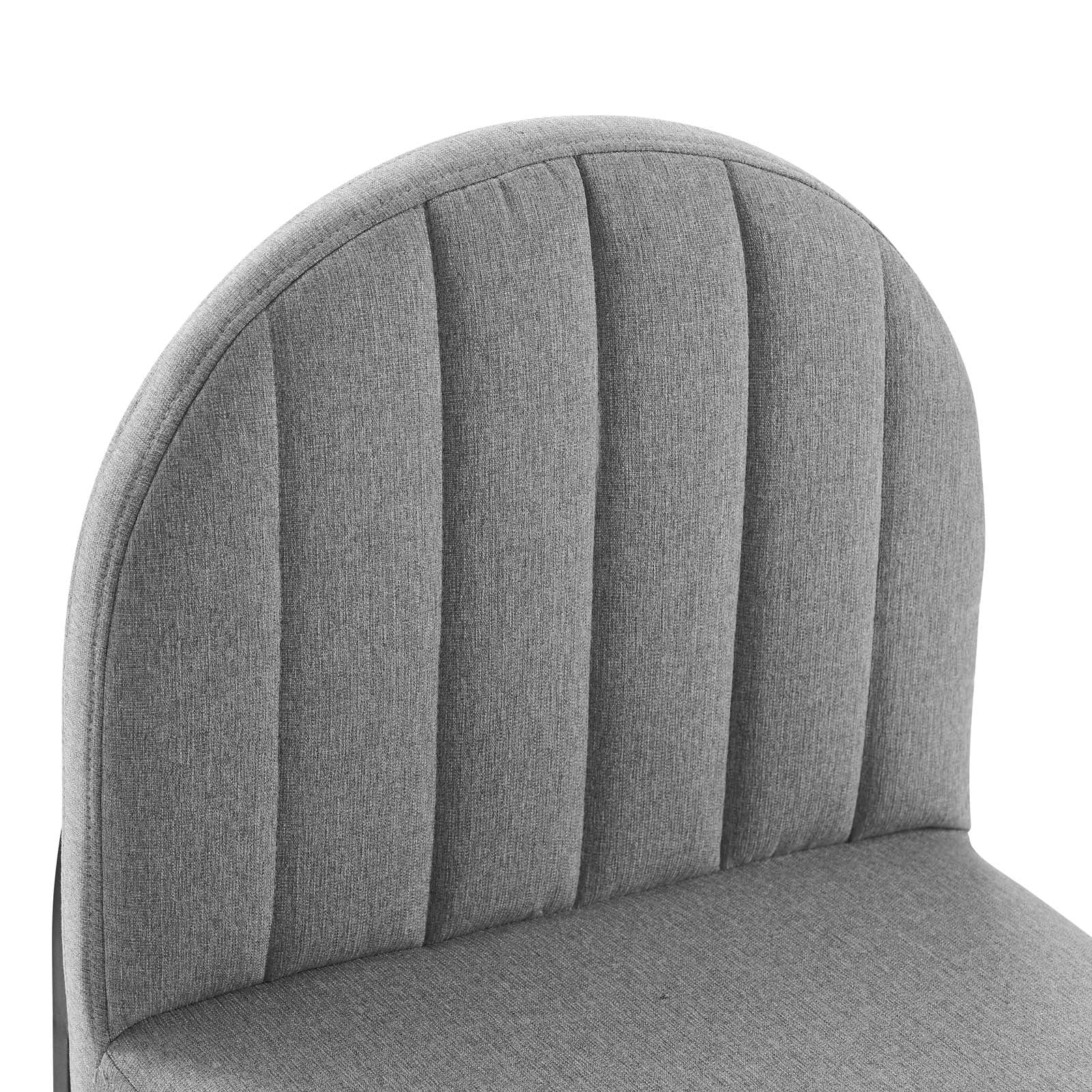 Modway Dining Chairs - Isla Channel Tufted Upholstered Fabric Dining Side Chair Black Light Gray