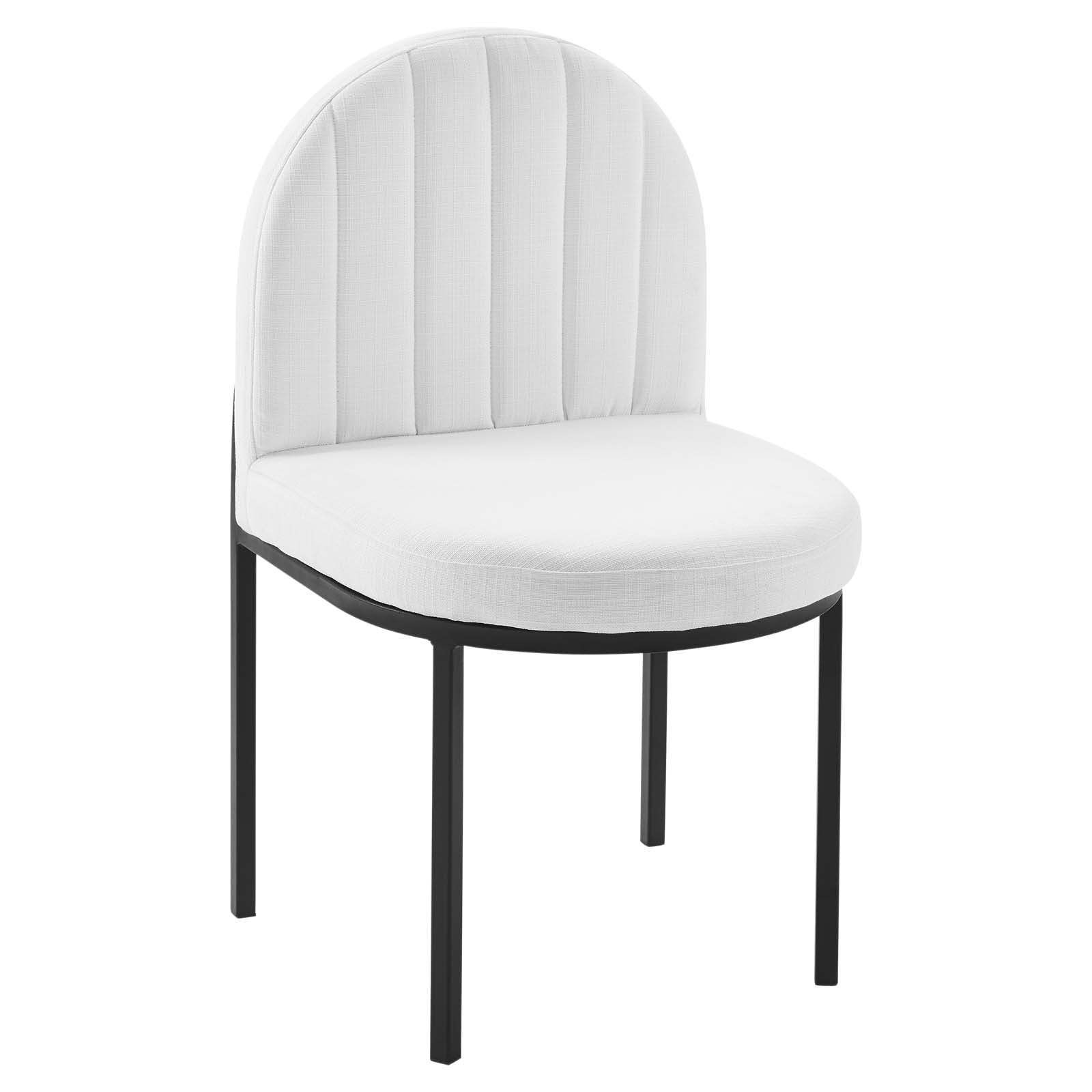 Modway Dining Chairs - Isla Channel Tufted Upholstered Fabric Dining Side Chair Black White