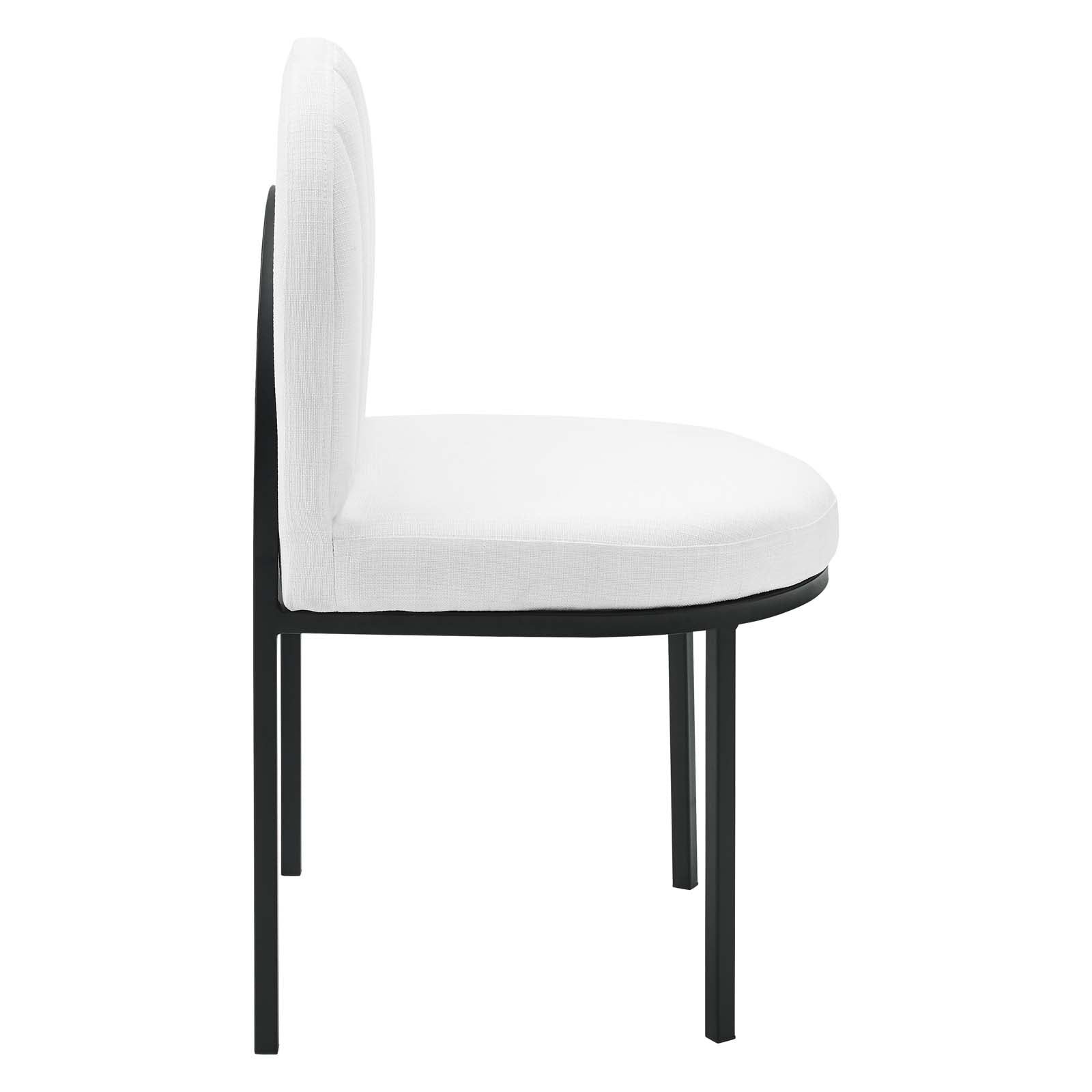 Modway Dining Chairs - Isla Channel Tufted Upholstered Fabric Dining Side Chair Black White