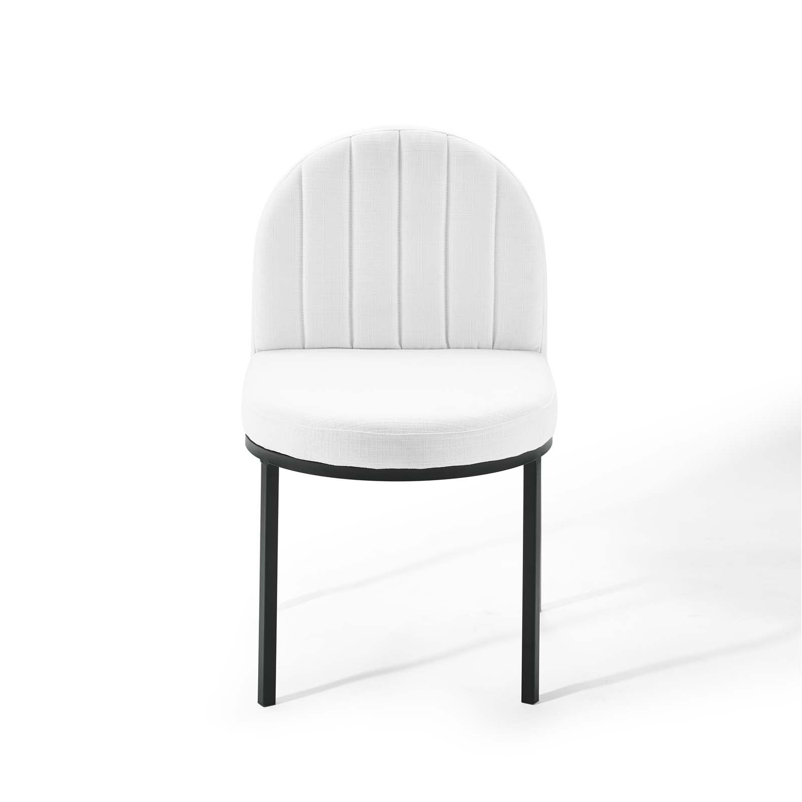 Modway Dining Chairs - Isla Channel Tufted Upholstered Fabric Dining Side Chair Black White
