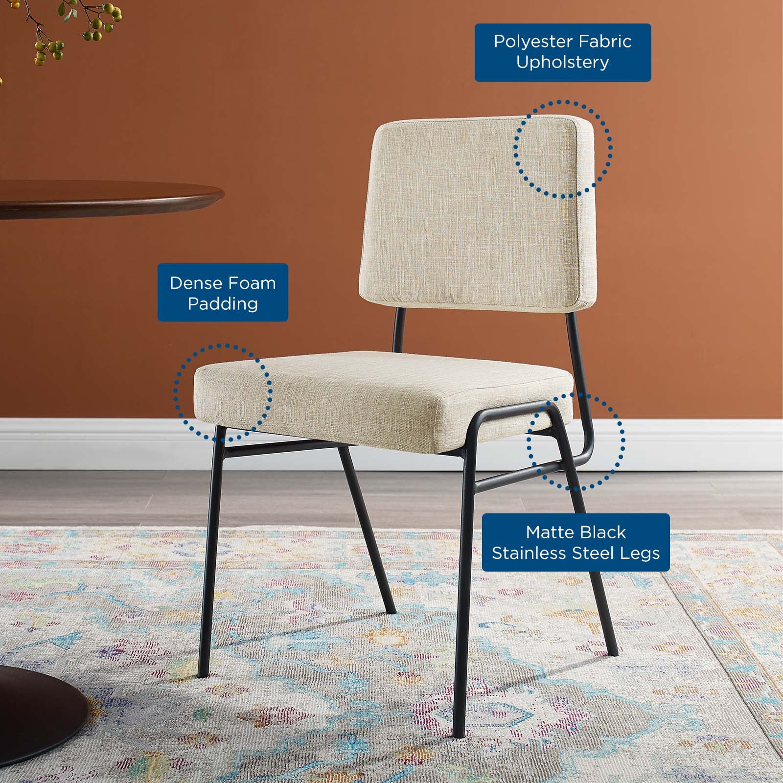 Modway Dining Chairs - Craft Upholstered Fabric Dining Side Chair Black Beige