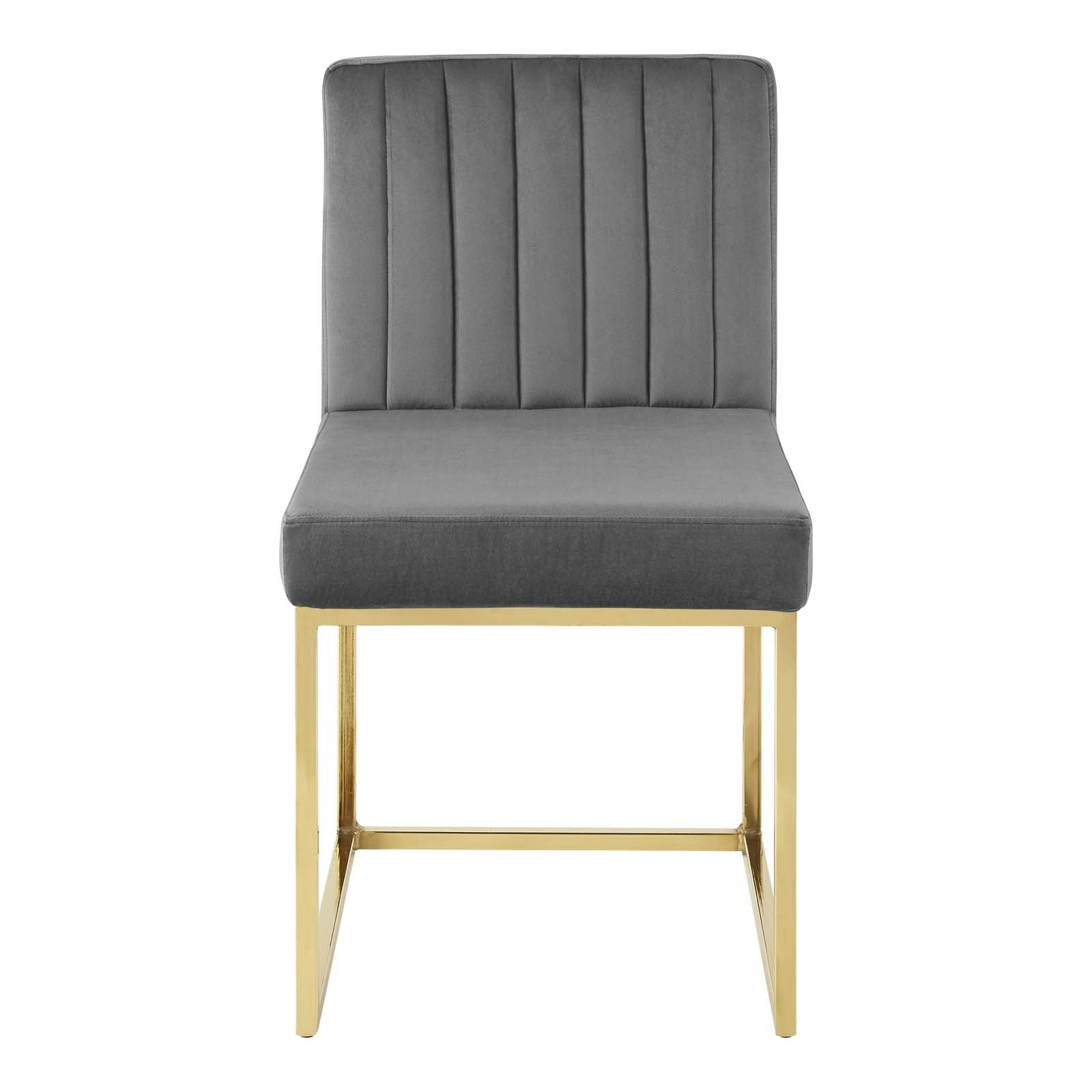 Modway Dining Chairs - Carriage Channel Tufted Sled Base Performance Velvet Dining Chair Gold Charcoal