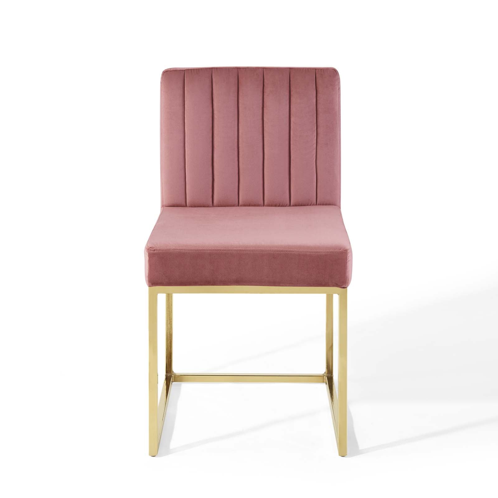 Modway Dining Chairs - Carriage Channel Tufted Performance Dining Chair Gold & Dusty Rose