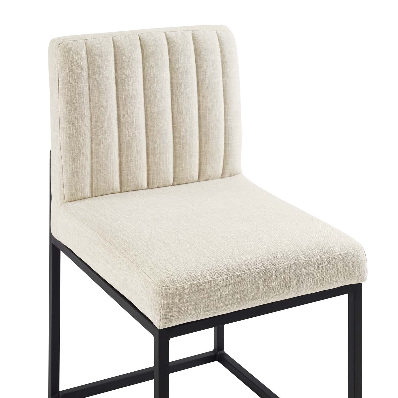 Modway Dining Chairs - Carriage Channel Tufted Sled Base Upholstered Fabric Dining Chair Black Beige