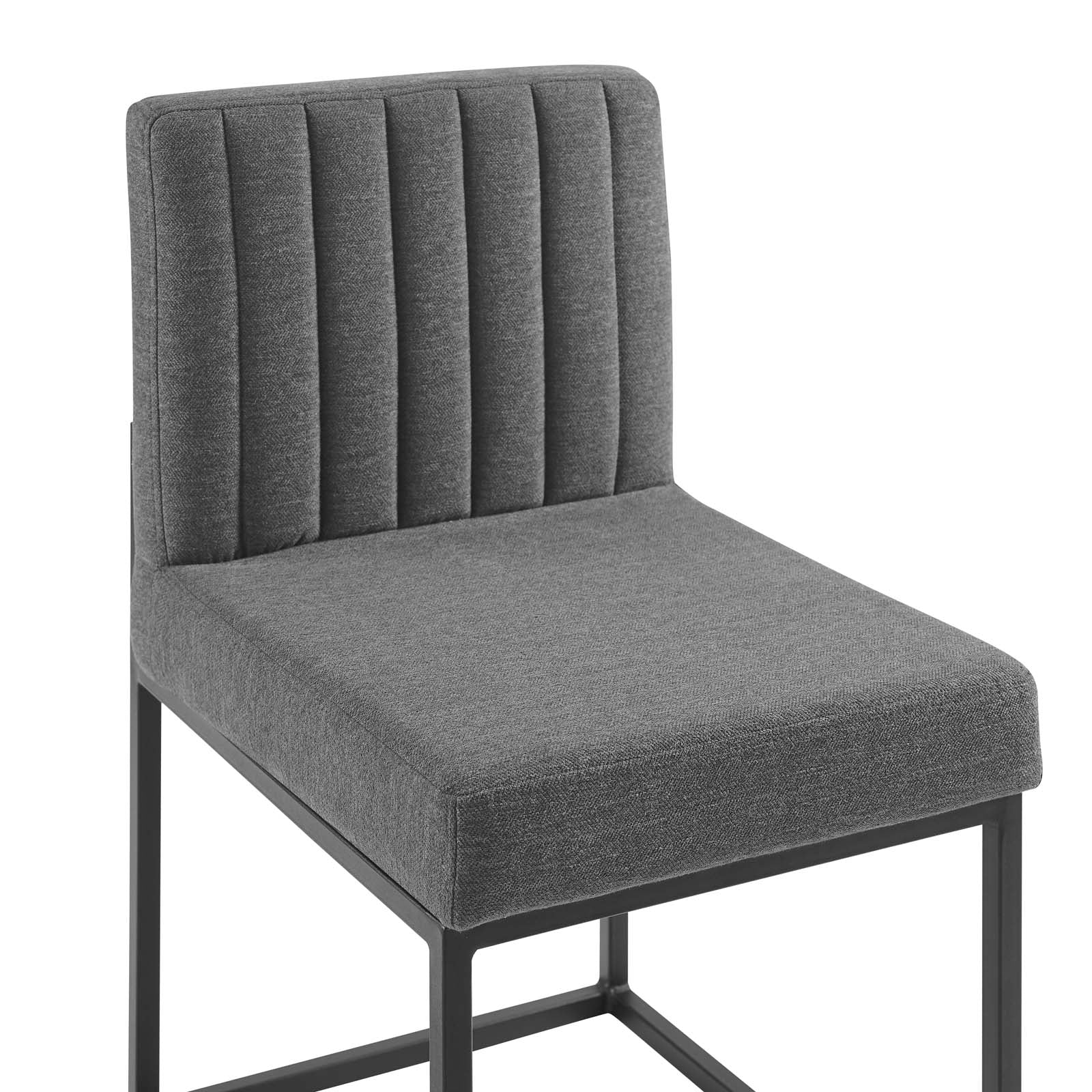 Modway Dining Chairs - Carriage Channel Tufted Sled Base Upholstered Fabric Dining Chair Black Charcoal