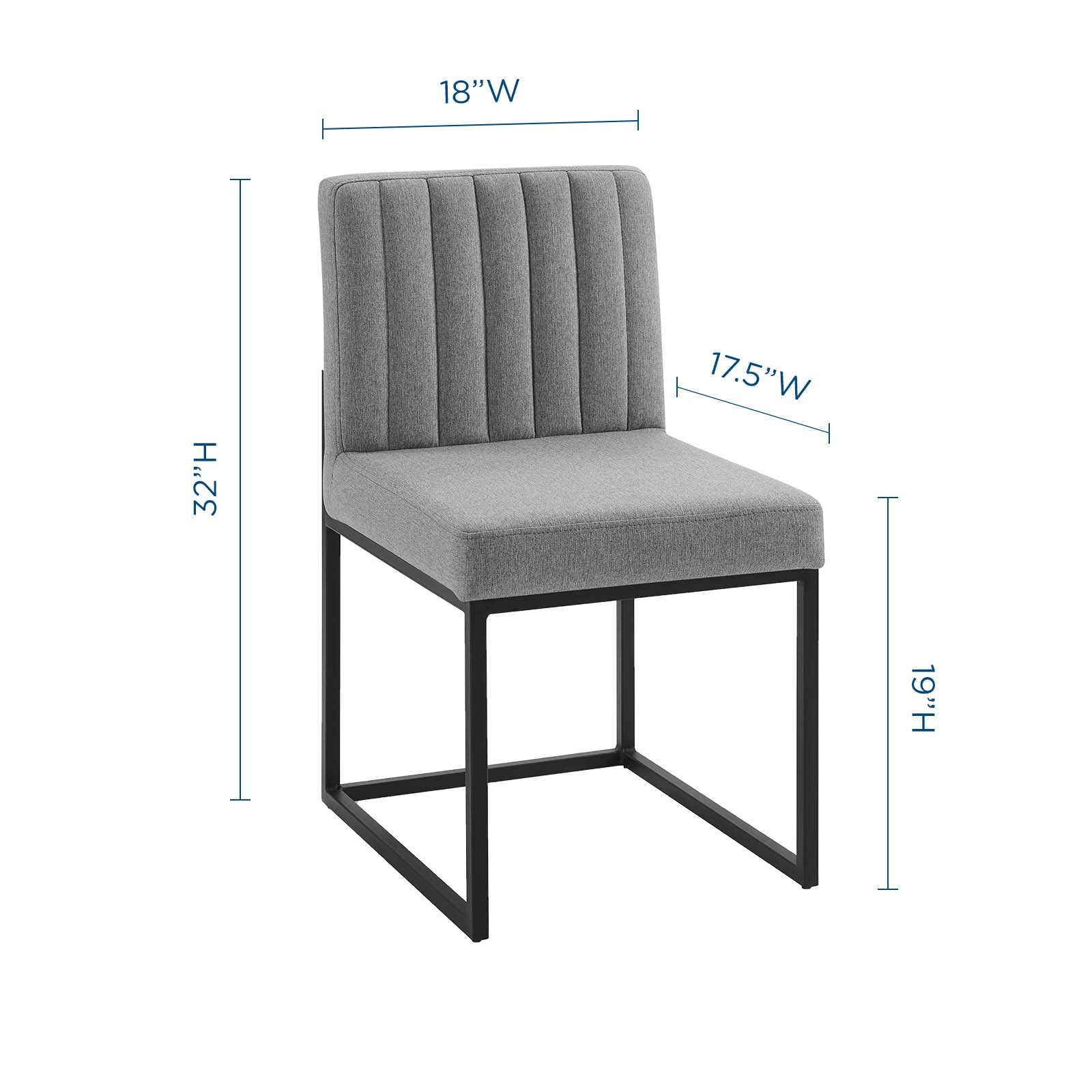 Modway Dining Chairs - Carriage Channel Tufted Sled Base Upholstered Fabric Dining Chair Black Light Gray