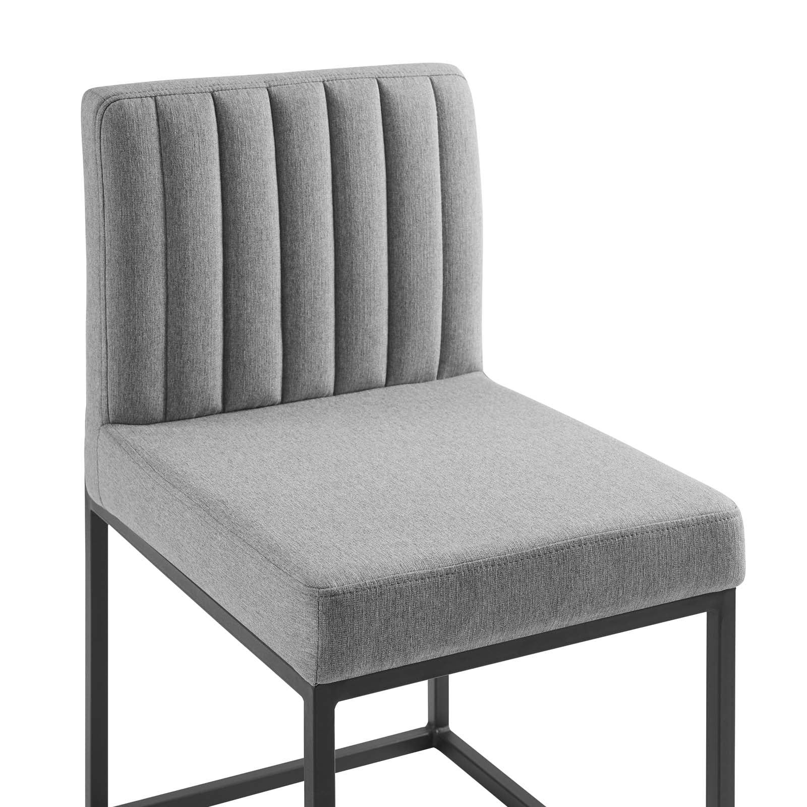 Modway Dining Chairs - Carriage Channel Tufted Sled Base Upholstered Fabric Dining Chair Black Light Gray