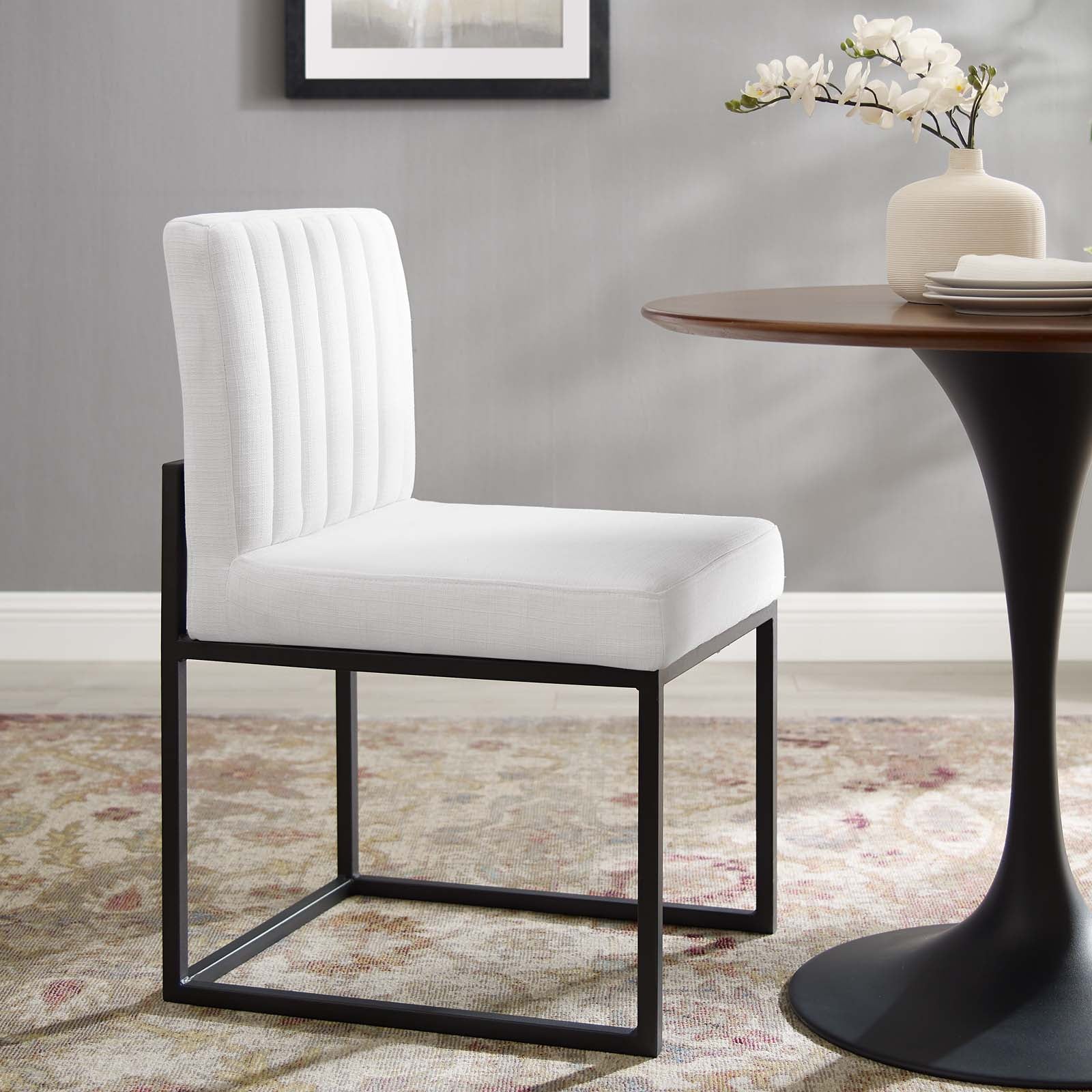 Modway Dining Chairs - Carriage Channel Tufted Dining Chair Black & White