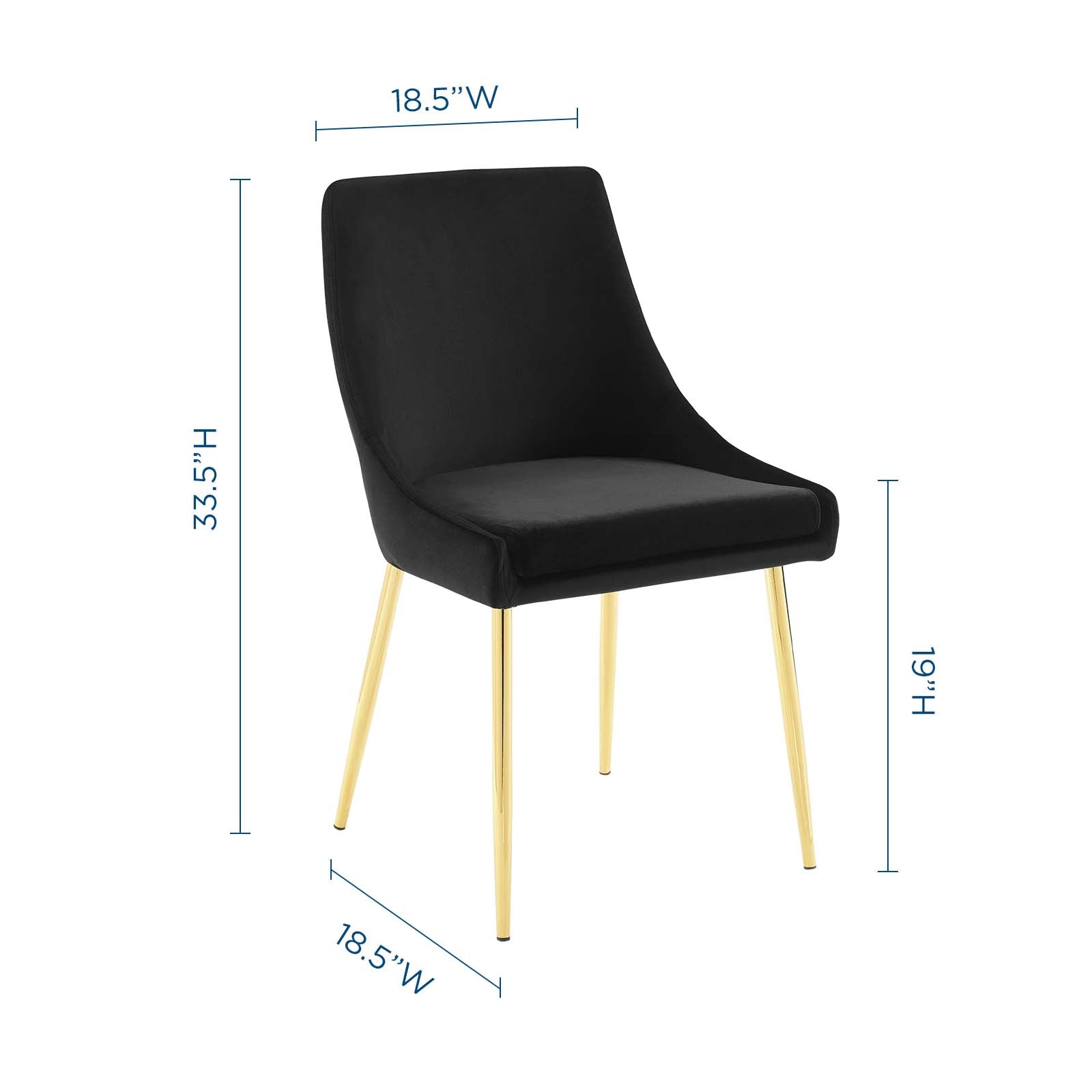 Viscount Performance Velvet Dining Chairs - ( Set of 2 ) Gold Black