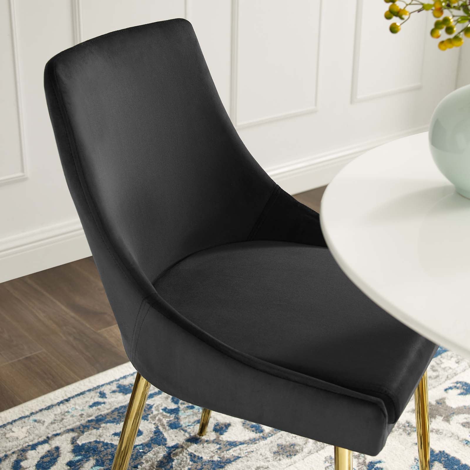 Viscount Performance Velvet Dining Chairs - ( Set of 2 ) Gold Black