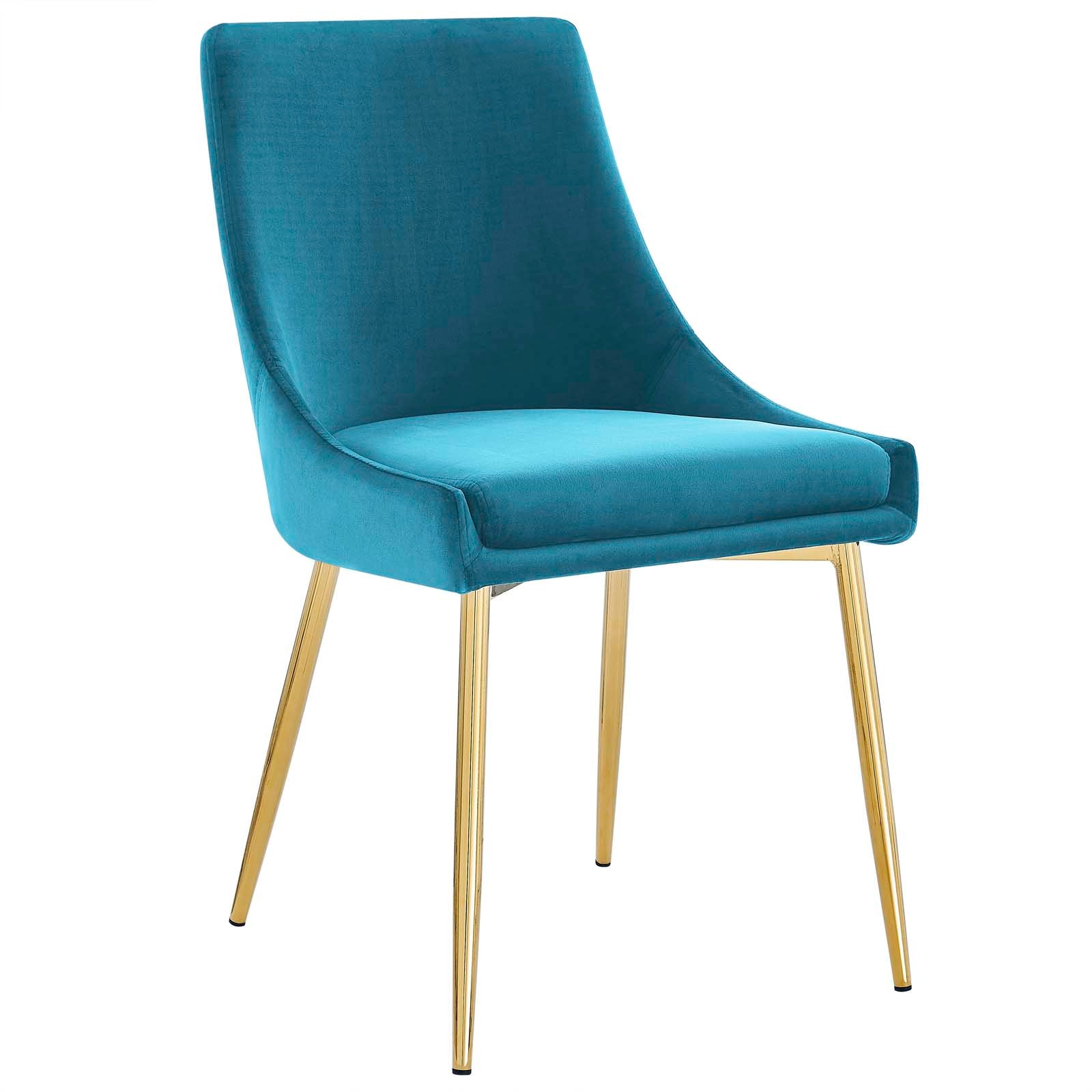 Viscount Performance Velvet Dining Chairs - Set of 2 Gold Blue