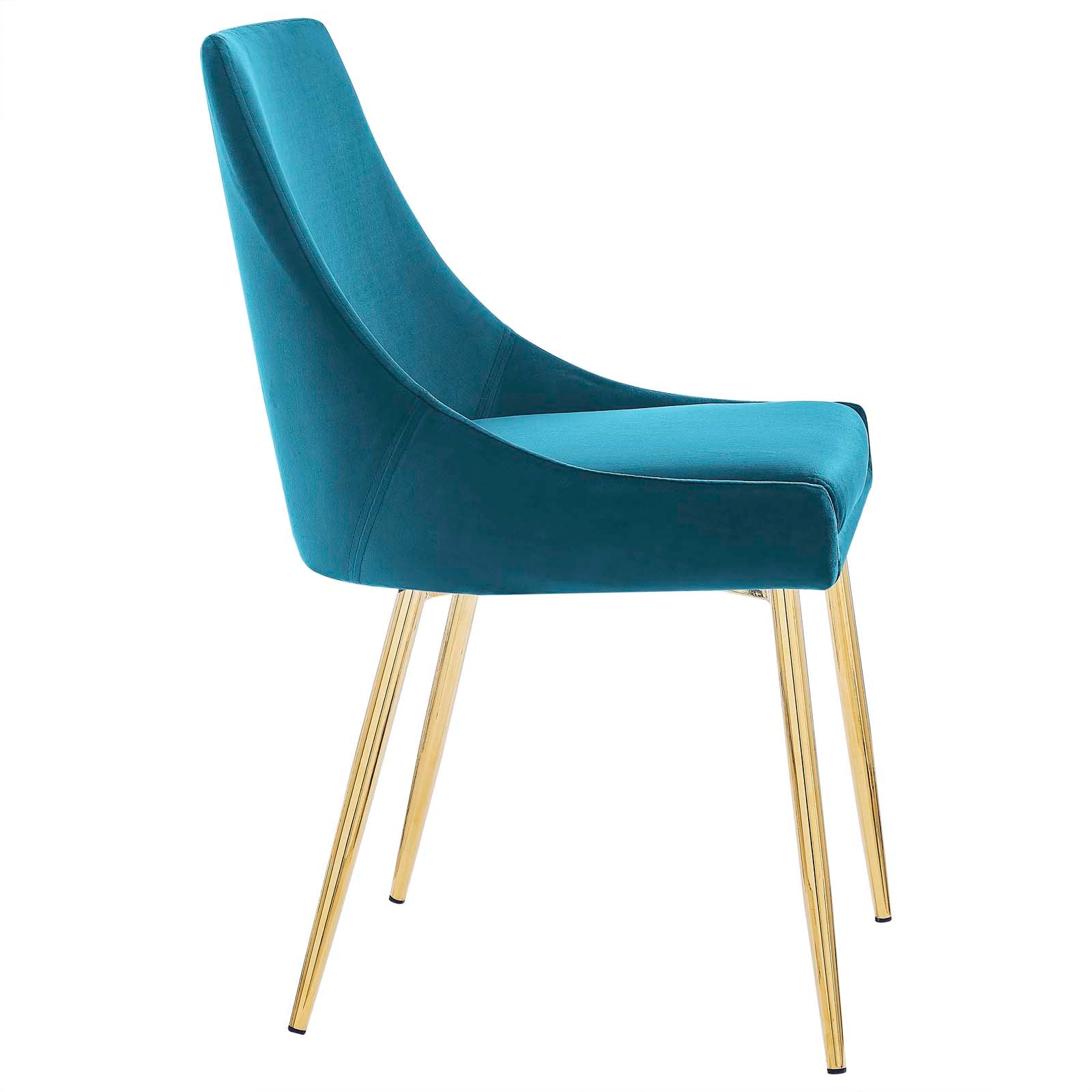 Viscount Performance Velvet Dining Chairs - Set of 2 Gold Blue