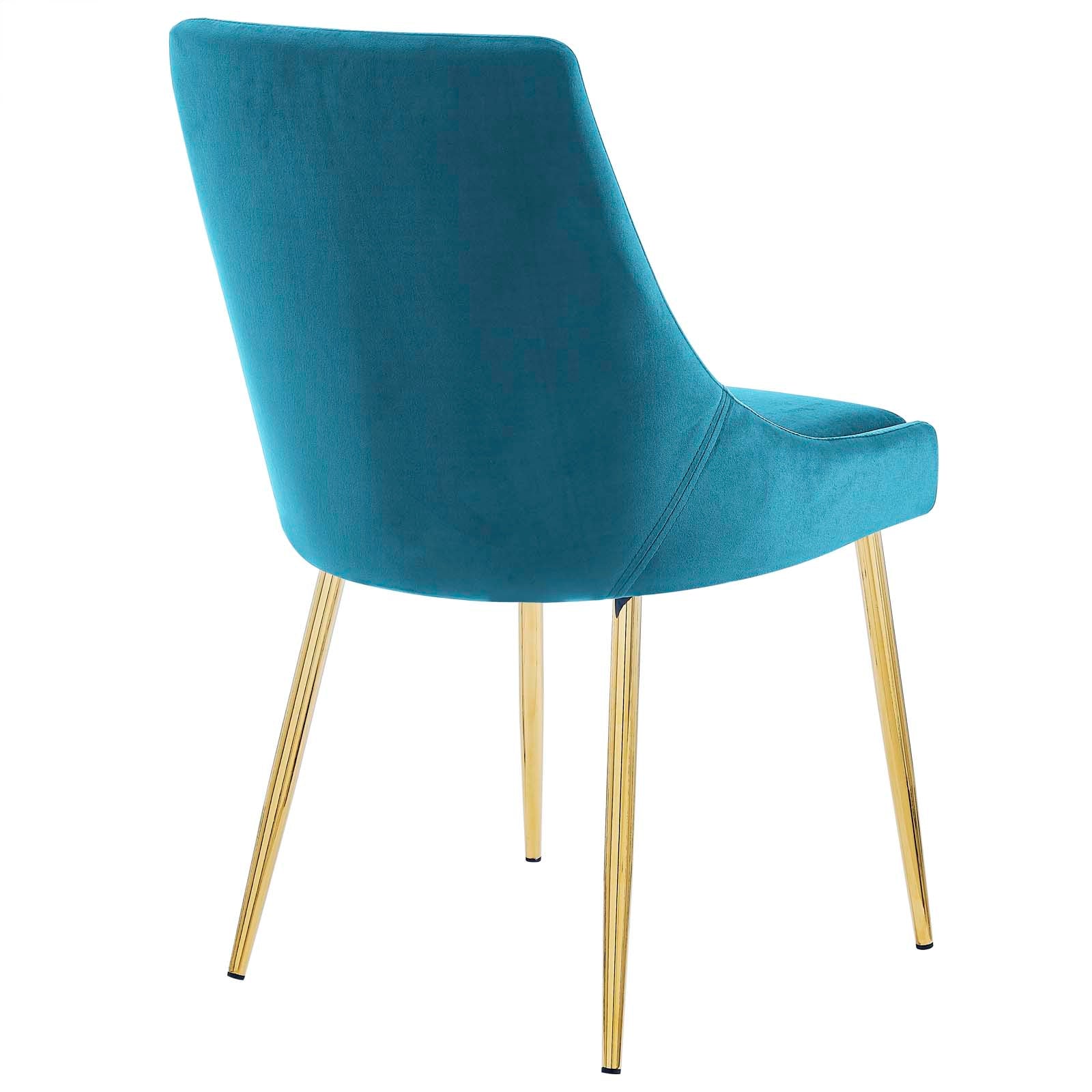 Viscount Performance Velvet Dining Chairs - Set of 2 Gold Blue