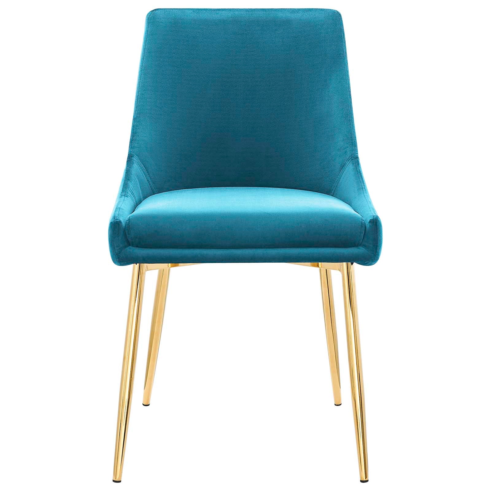 Viscount Performance Velvet Dining Chairs - Set of 2 Gold Blue