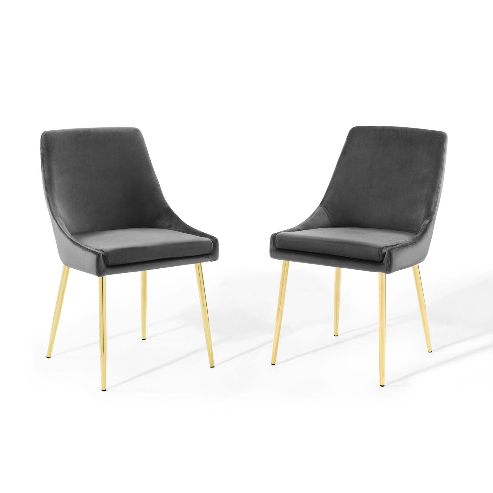 Viscount Performance Velvet Dining Chairs -  Gold Charcoal (Set of 2)