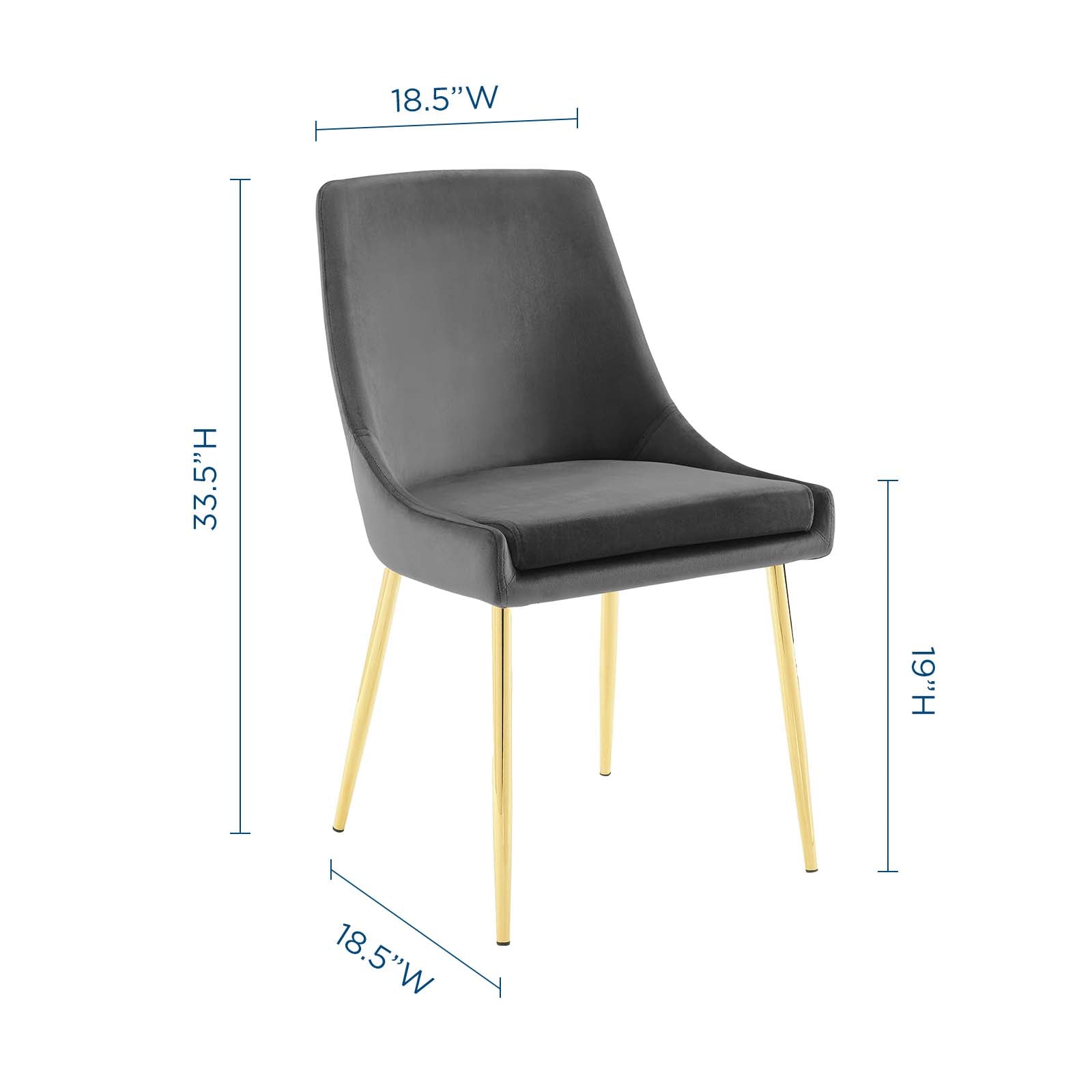 Viscount Performance Velvet Dining Chairs -  Gold Charcoal (Set of 2)