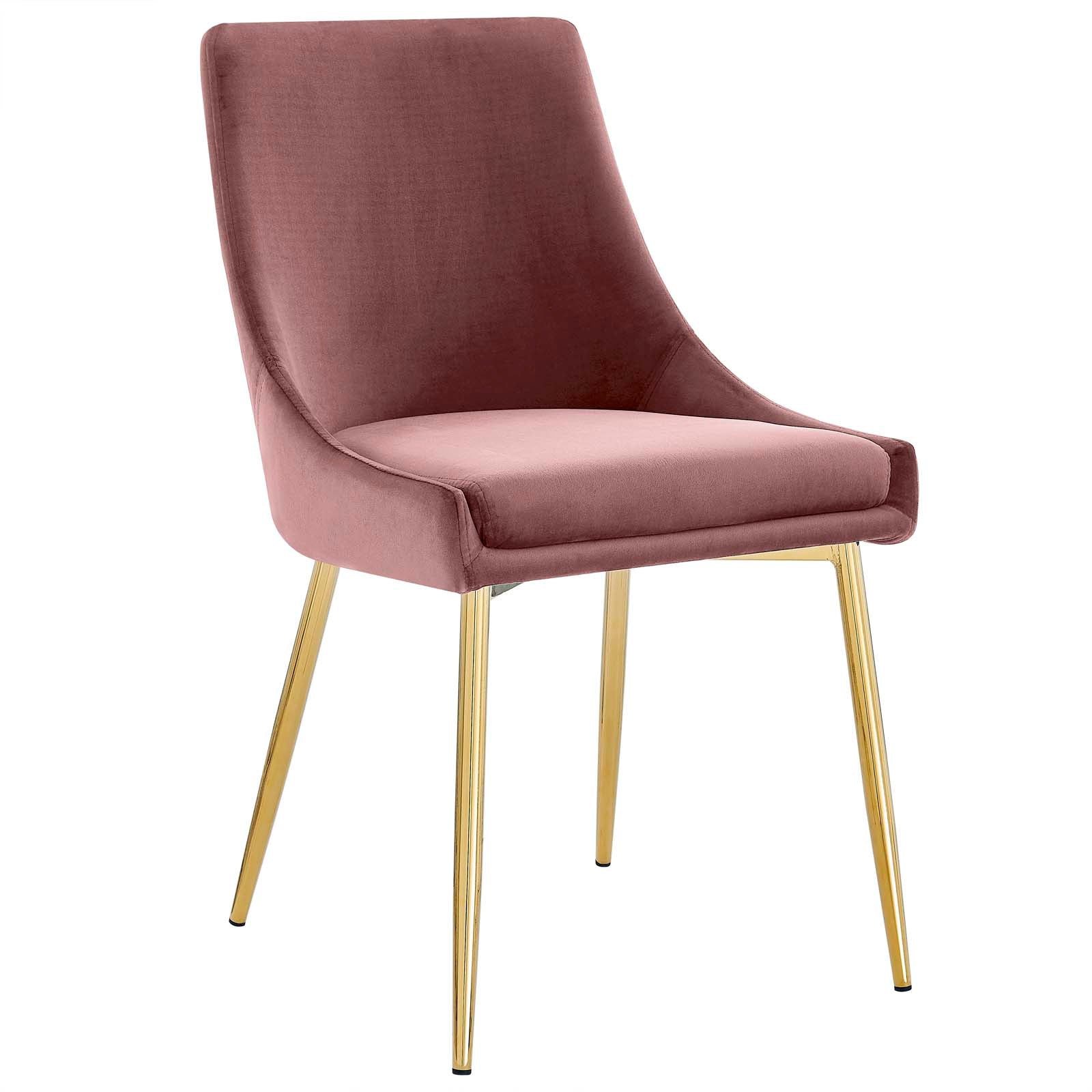 Modway Dining Chairs - Viscount Performance Velvet Dining Chairs - Set of 2 Gold Dusty Rose