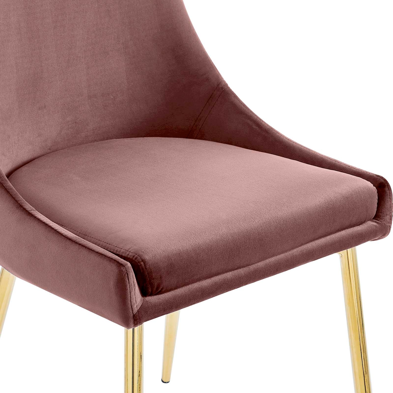 Modway Dining Chairs - Viscount Performance Velvet Dining Chairs - Set of 2 Gold Dusty Rose