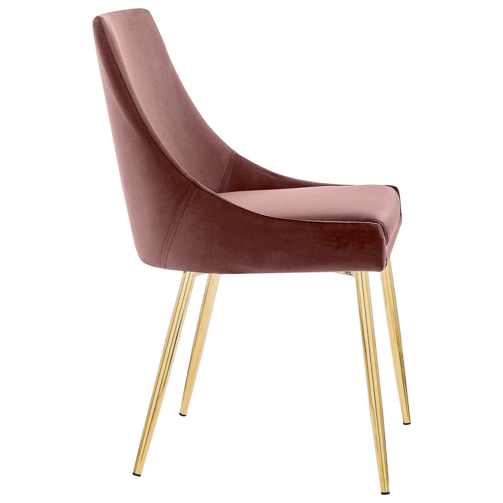 Modway Dining Chairs - Viscount Performance Velvet Dining Chairs - Set of 2 Gold Dusty Rose