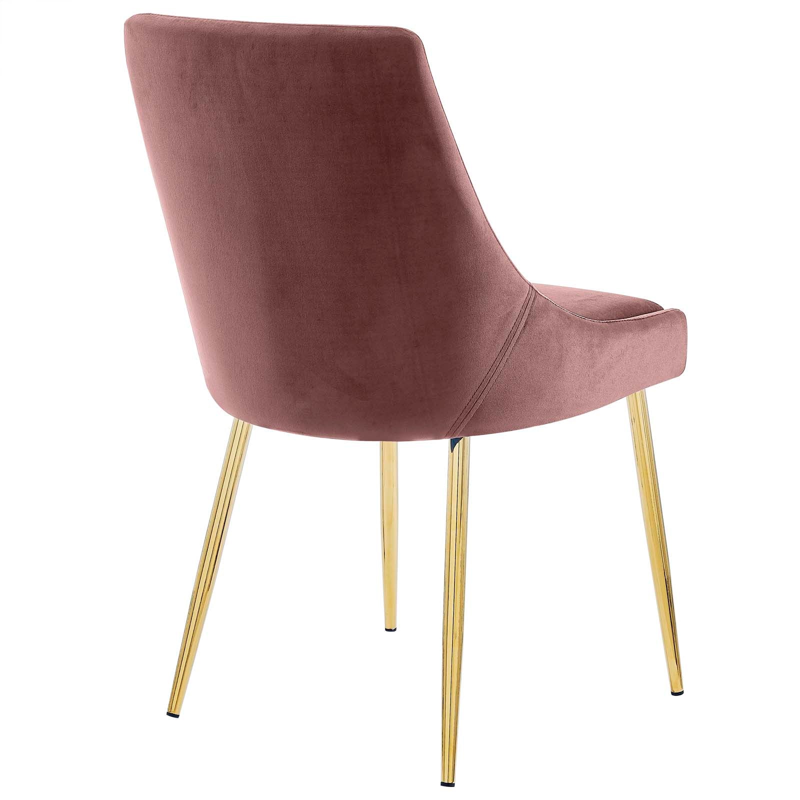 Modway Dining Chairs - Viscount Performance Velvet Dining Chairs - Set of 2 Gold Dusty Rose