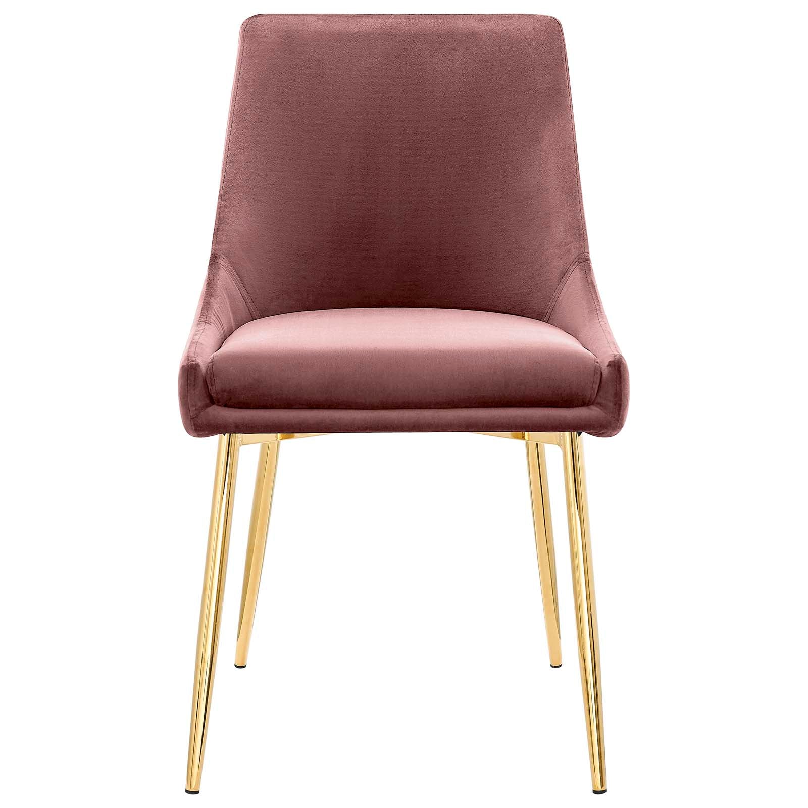 Modway Dining Chairs - Viscount Performance Velvet Dining Chairs - Set of 2 Gold Dusty Rose