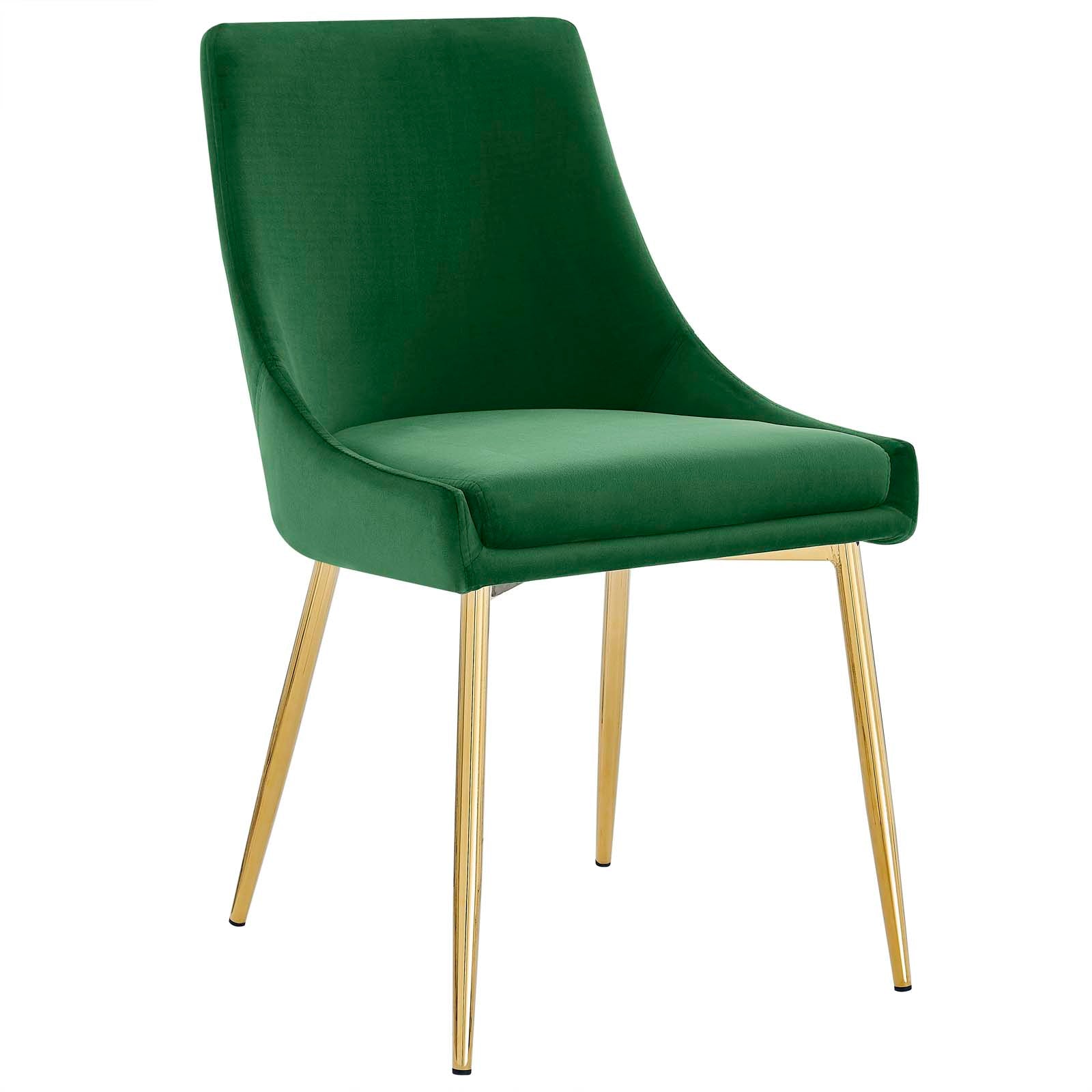 Modway Dining Chairs - Viscount Performance Velvet Dining Chairs - ( Set Of 2 ) Gold Emerald