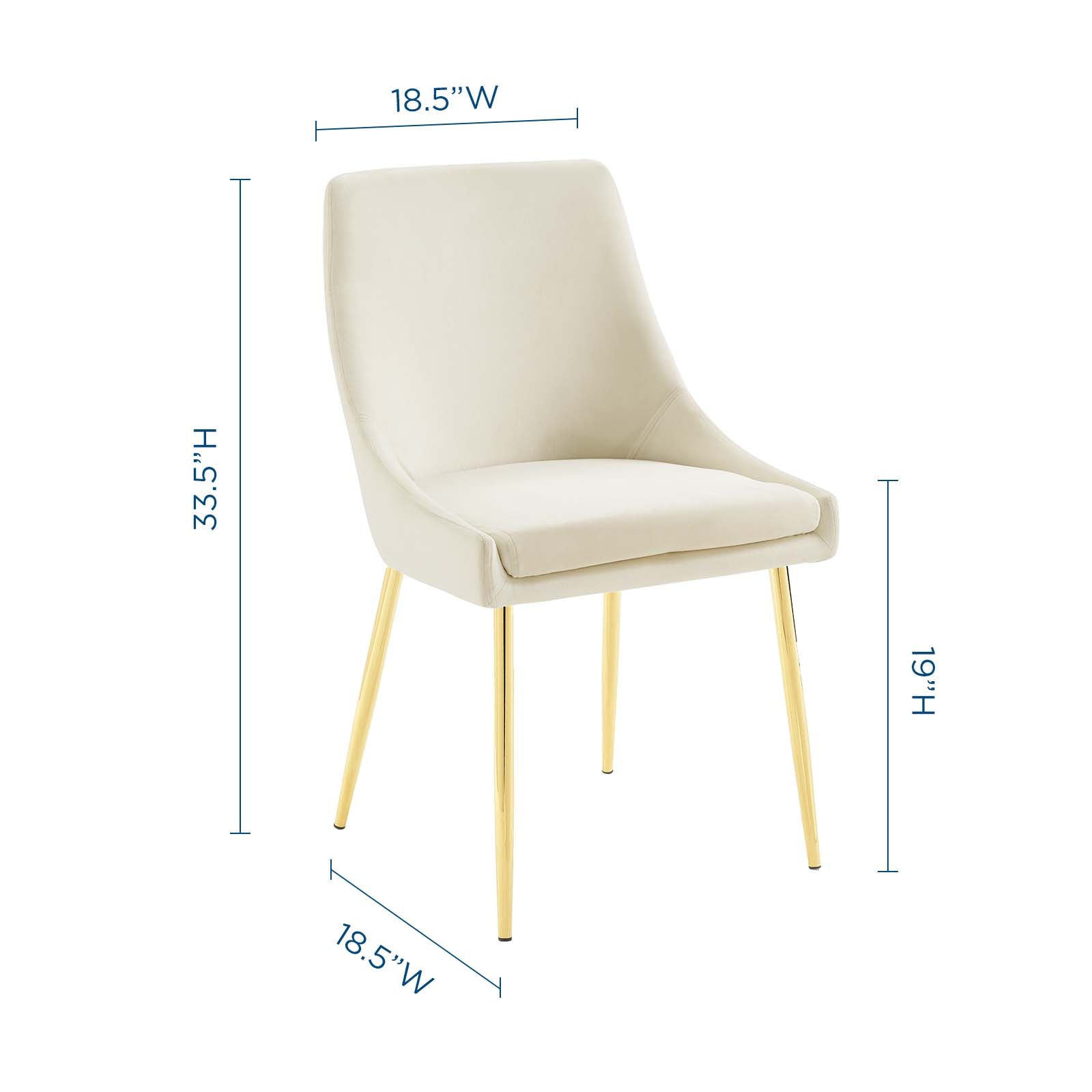 Modway Dining Chairs - Viscount Performance Velvet Dining Chairs - Set of 2 Gold Ivory