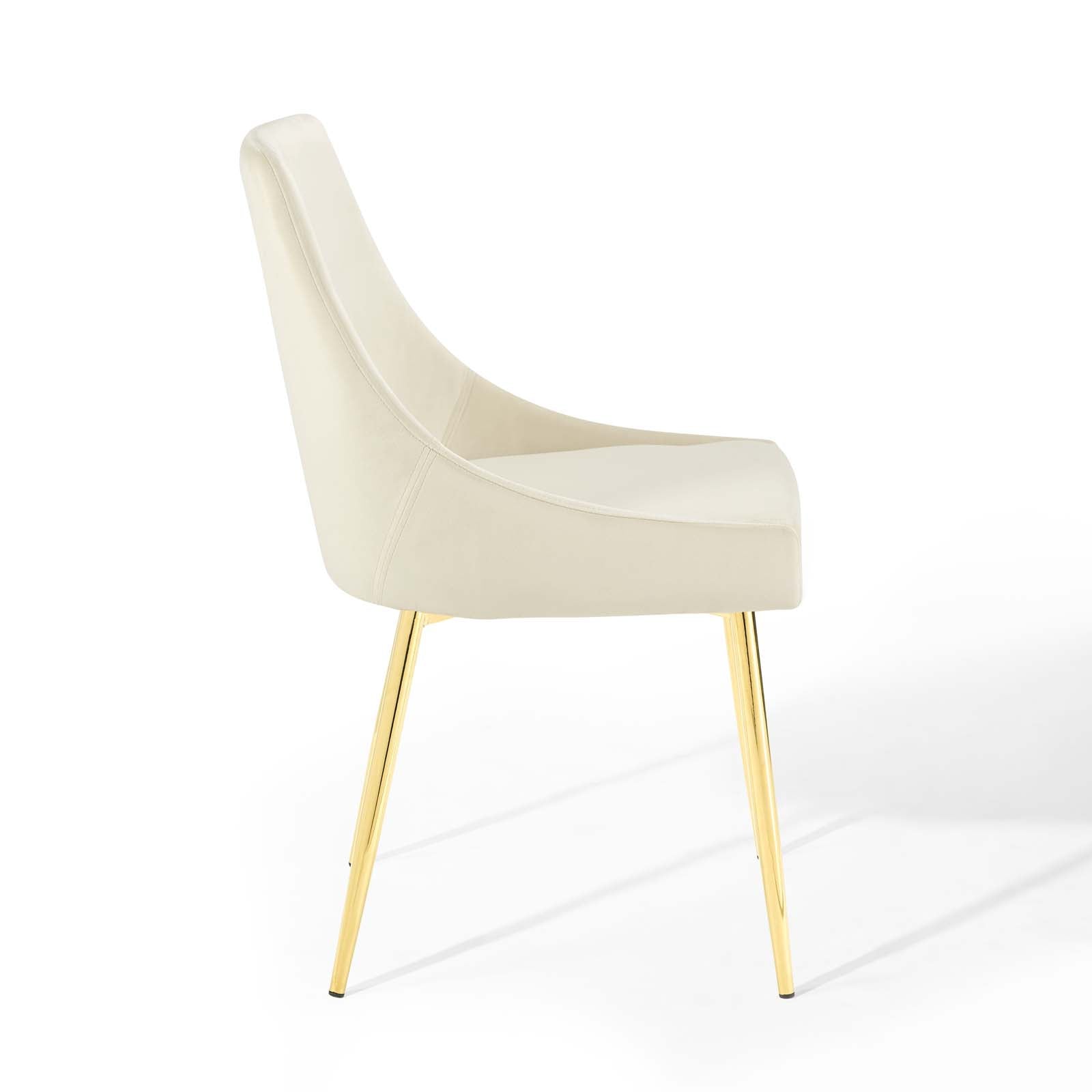 Modway Dining Chairs - Viscount Performance Velvet Dining Chairs - Set of 2 Gold Ivory